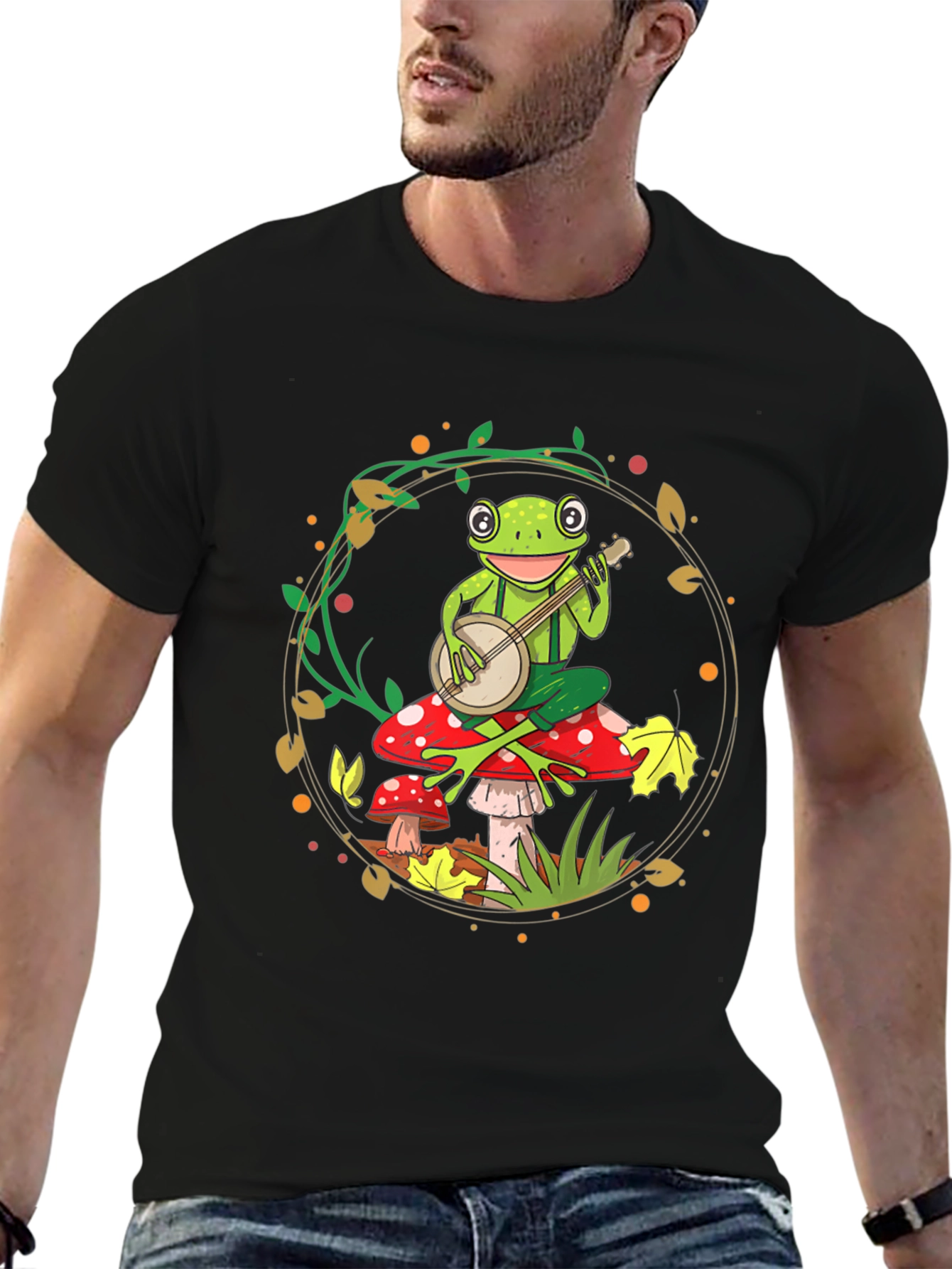 Black Frog Banjo T-Shirt - Whimsical Music Tee view 6