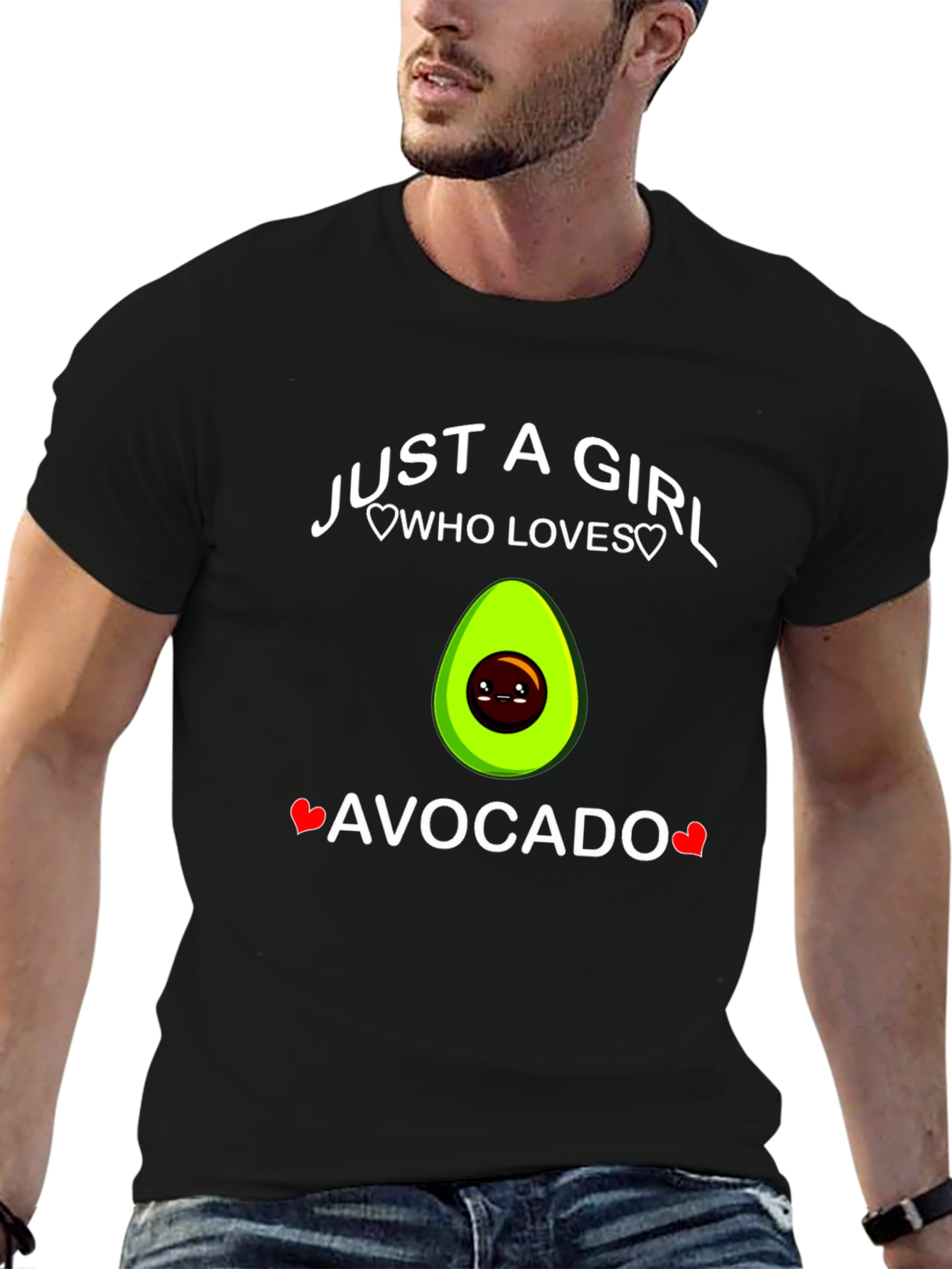 Black Just A Girl Who Loves Avocado T-Shirt view 6