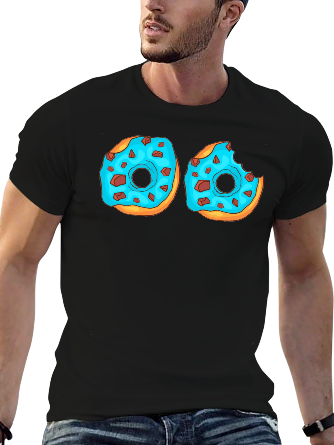 Black Donut T-Shirt: Funny Graphic Tee for Food Lovers view 6