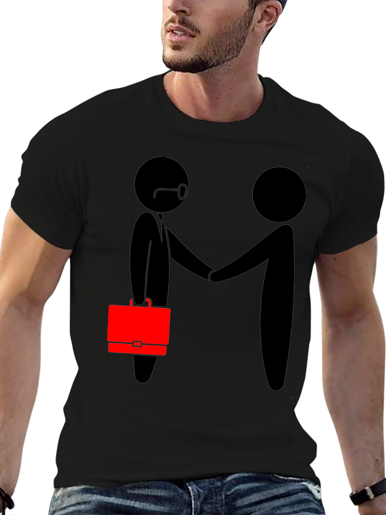 Black Funny Business Handshake Graphic T-Shirt view 6