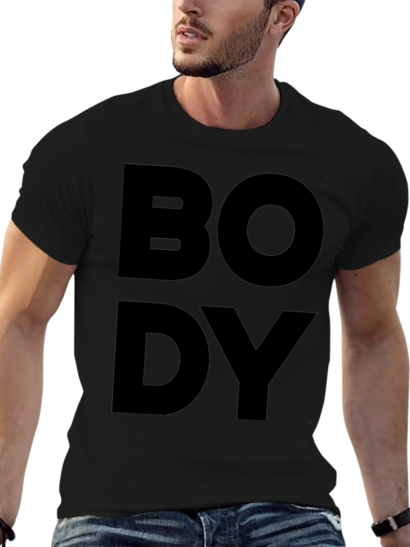 Black Bold Body Black T-Shirt - Statement Tee view 6