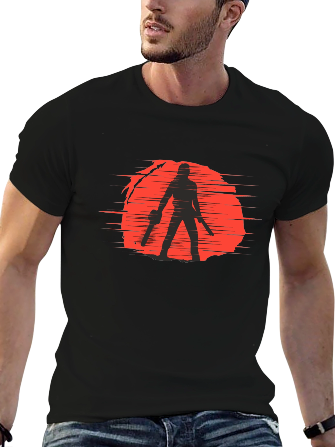 Black Silhouette Graphic Tee - Horror Movie Shirt view 6