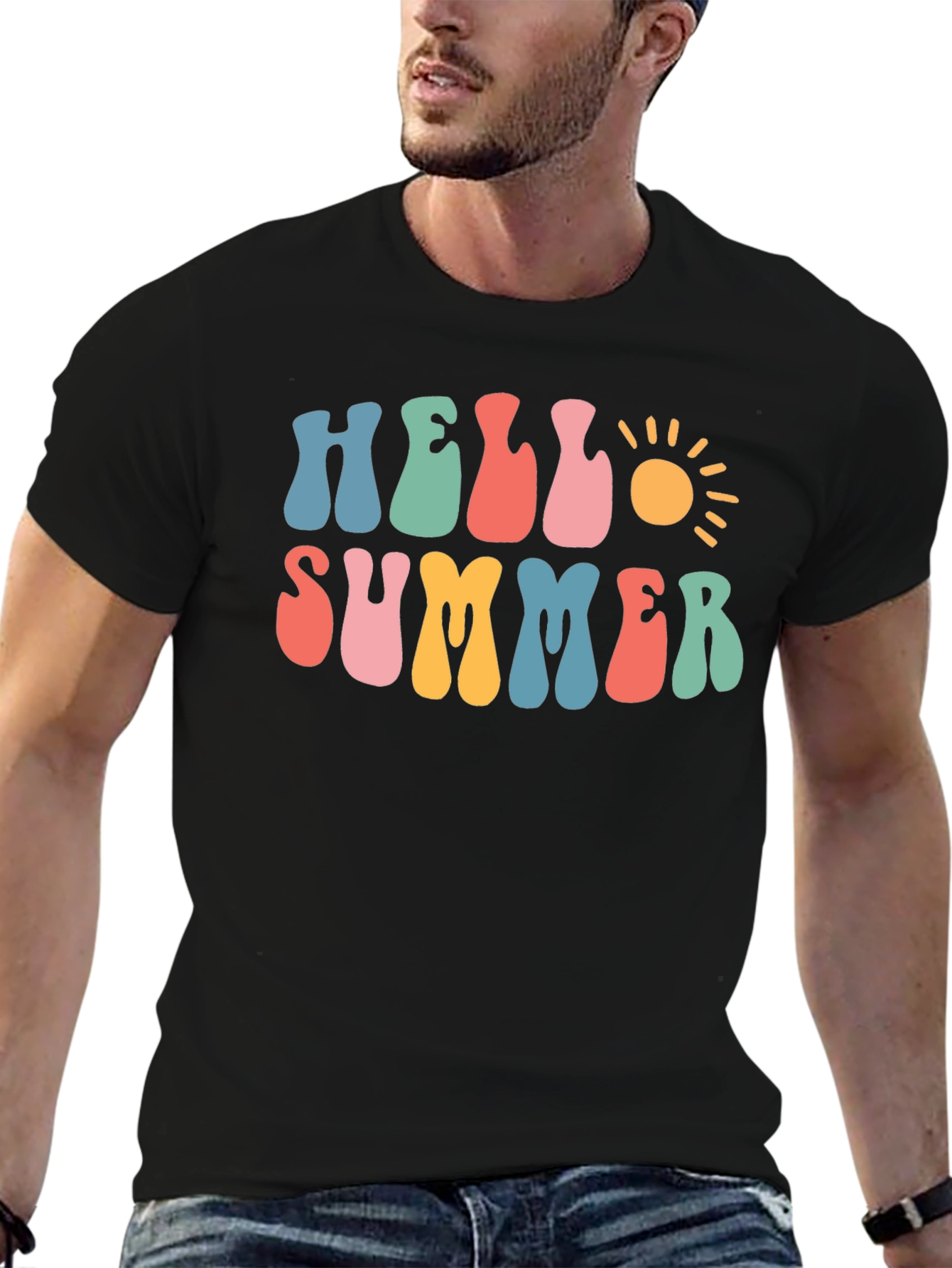 Black Hello Summer Graphic T-Shirt view 6