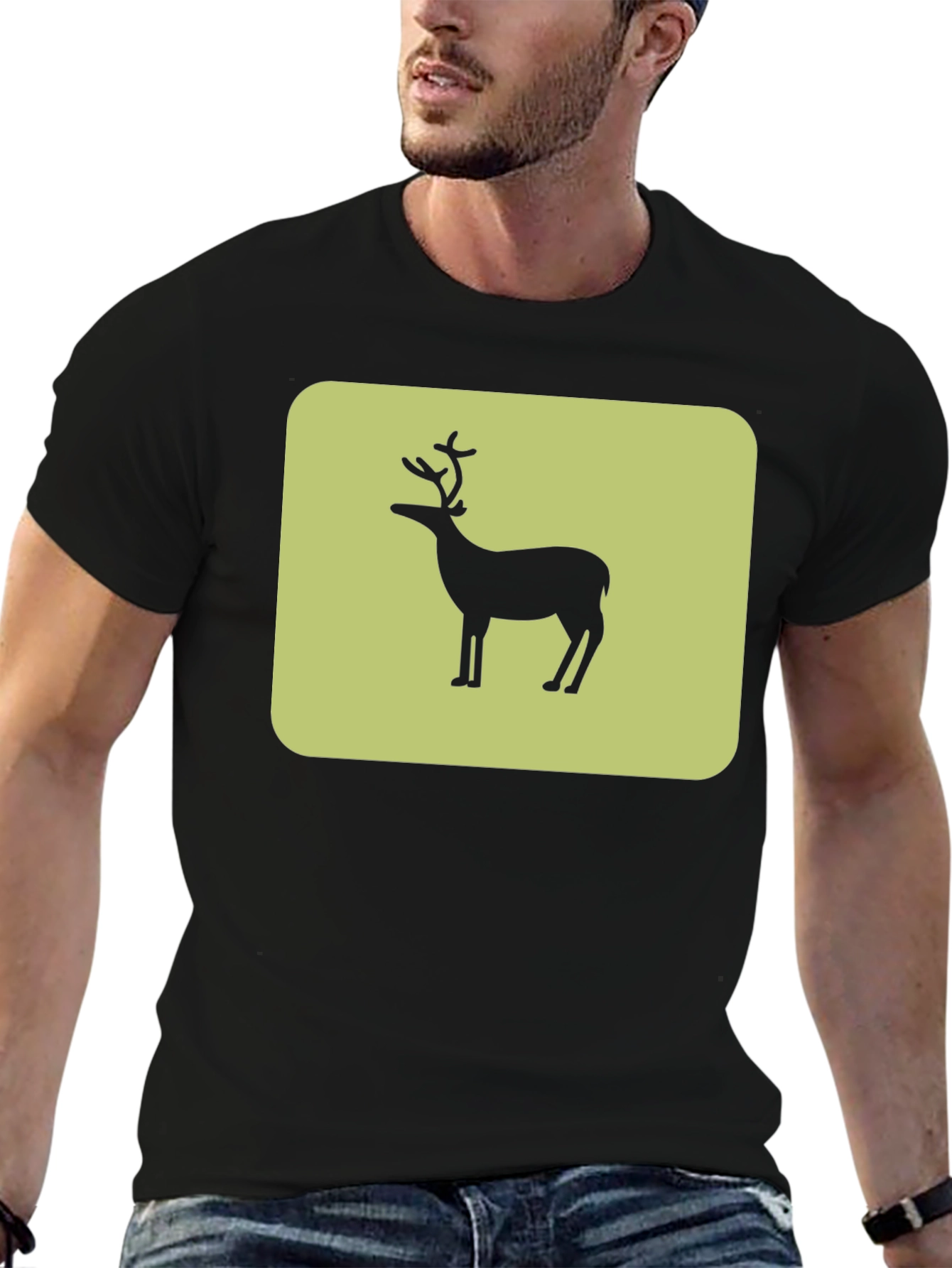 Black Deer Graphic Tee - Black Cotton Blend view 6