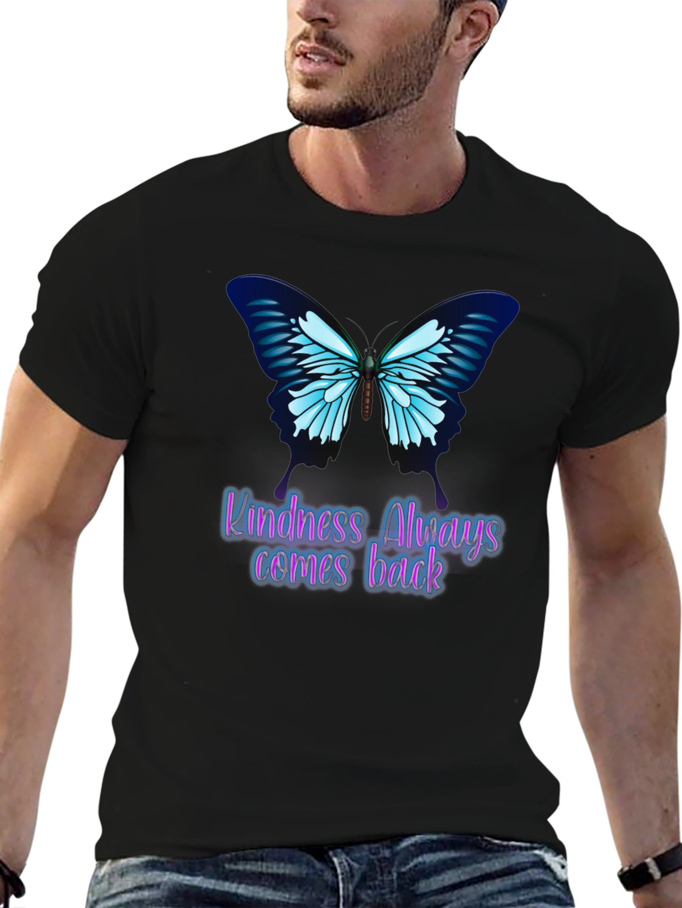 Black Kindness Butterfly Graphic Tee - Always Comes Back view 6