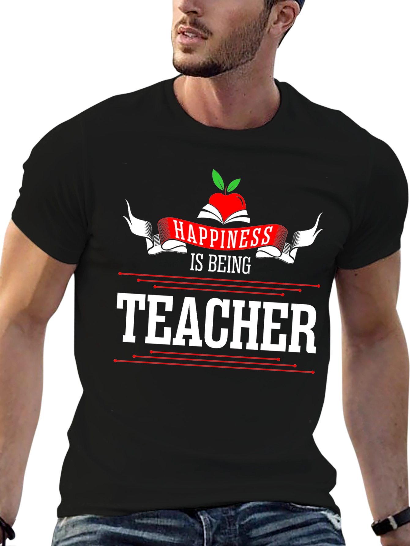 Black Happiness is Being Teacher T-Shirt view 6