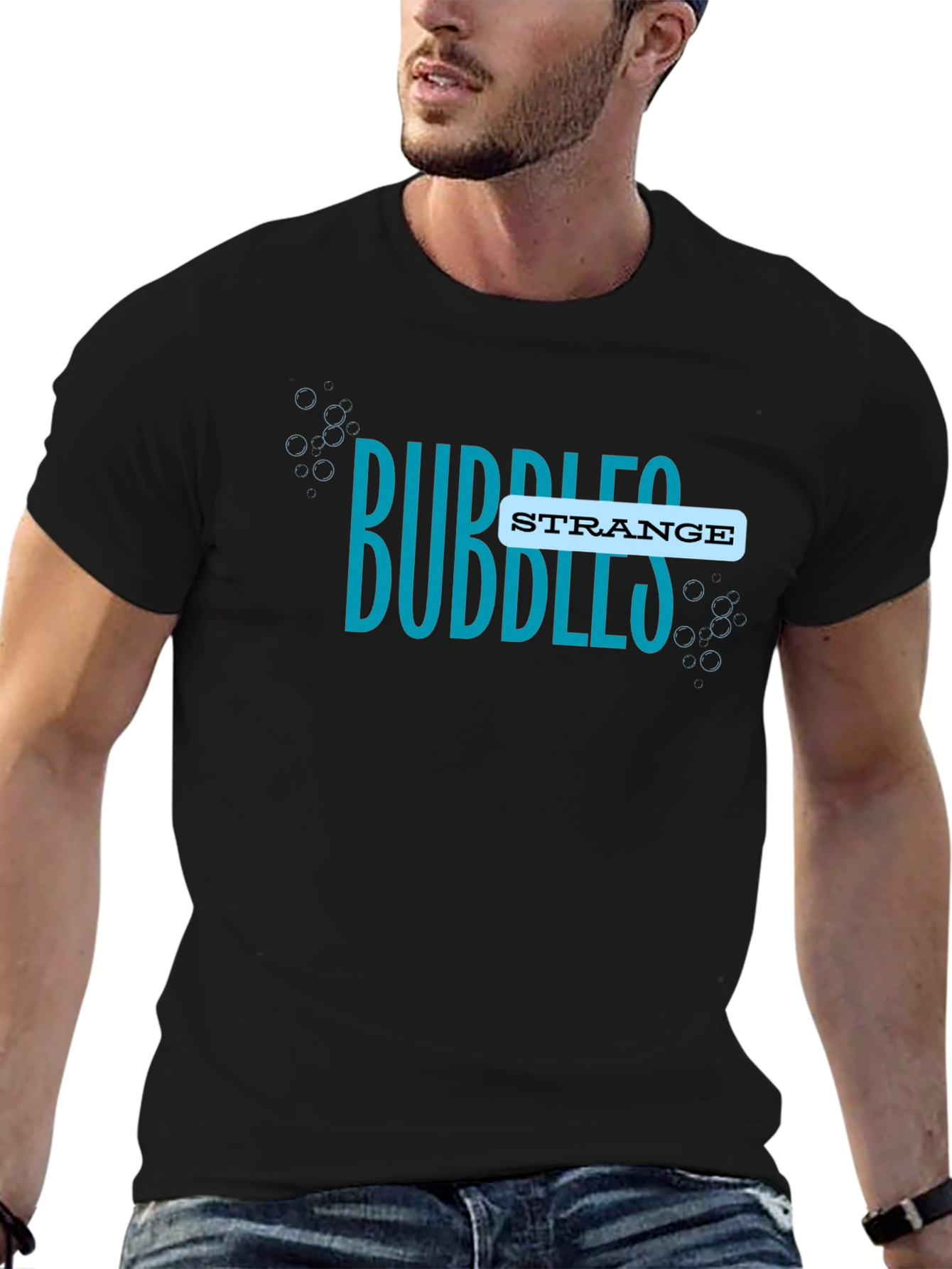 Black Bubbles Strange T-Shirt - Unique Design view 6