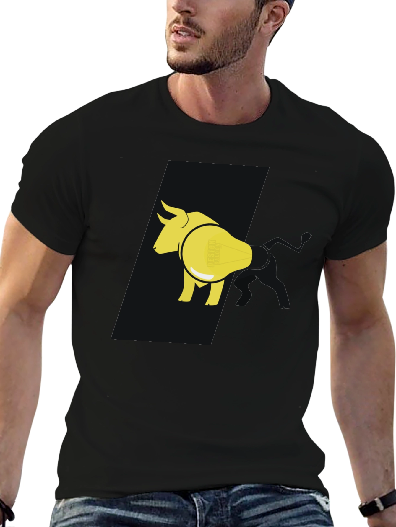 Black Bull & Lightbulb Graphic Tee - Black view 6