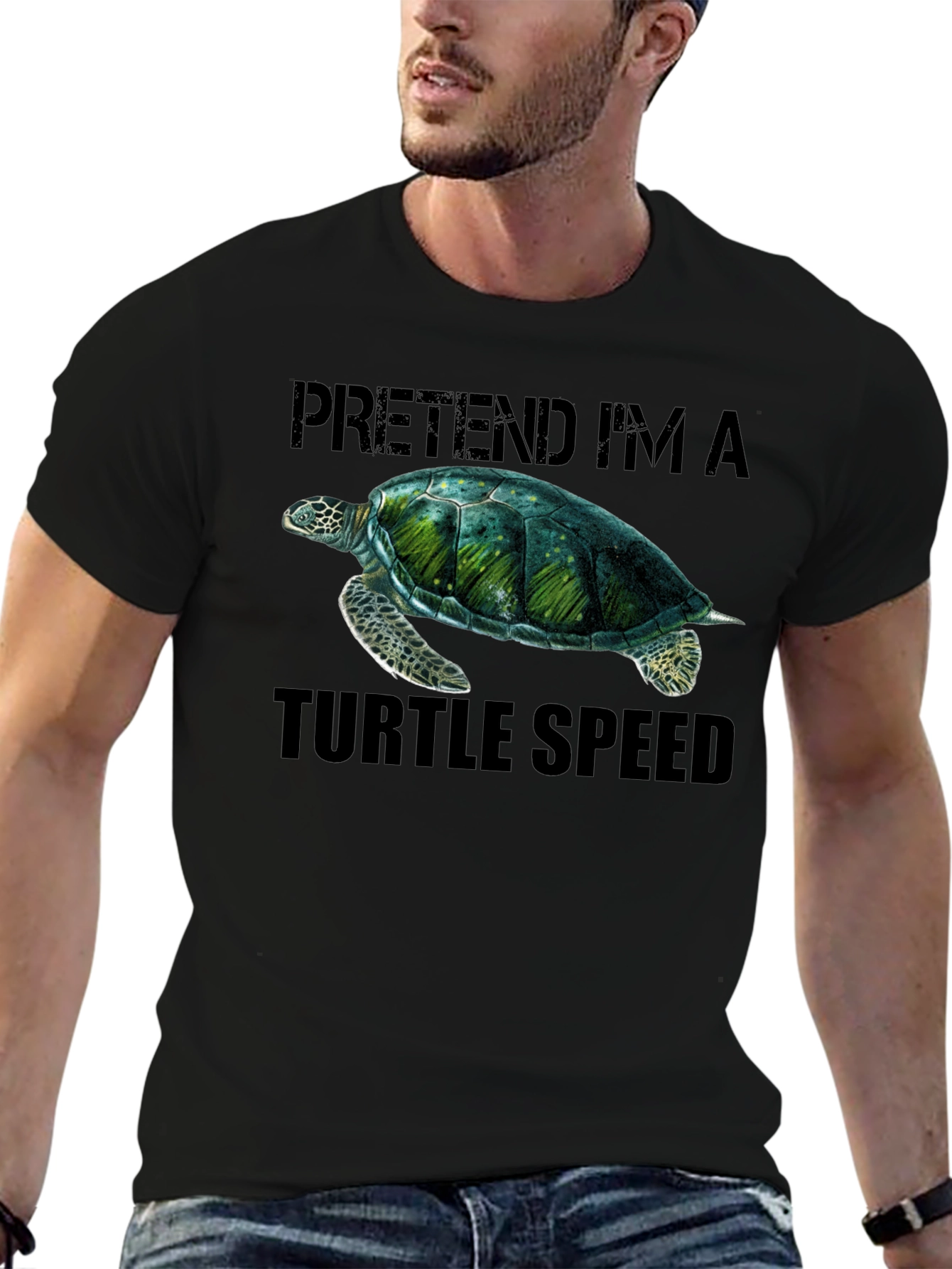 Black Pretend I'm A Turtle Speed T-Shirt view 6