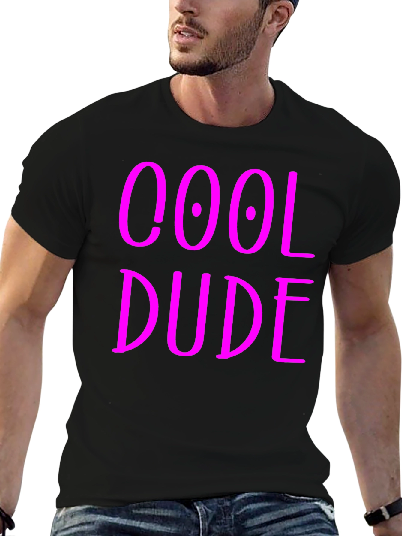 Black Cool Dude Graphic Tee - Black Cotton Blend T-Shirt view 6