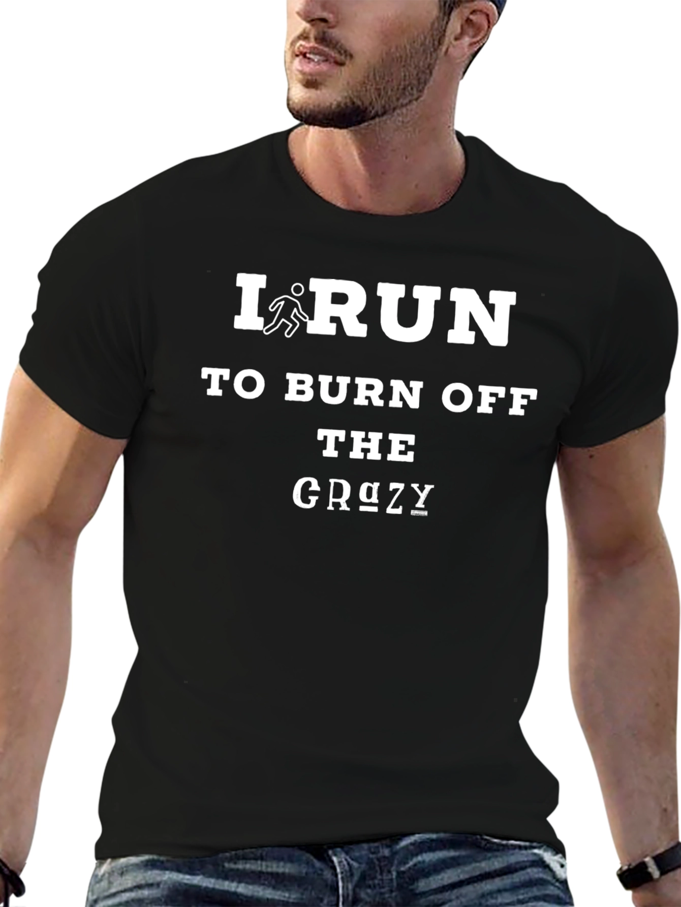 Black I Run To Burn Off The Crazy Graphic Tee view 6