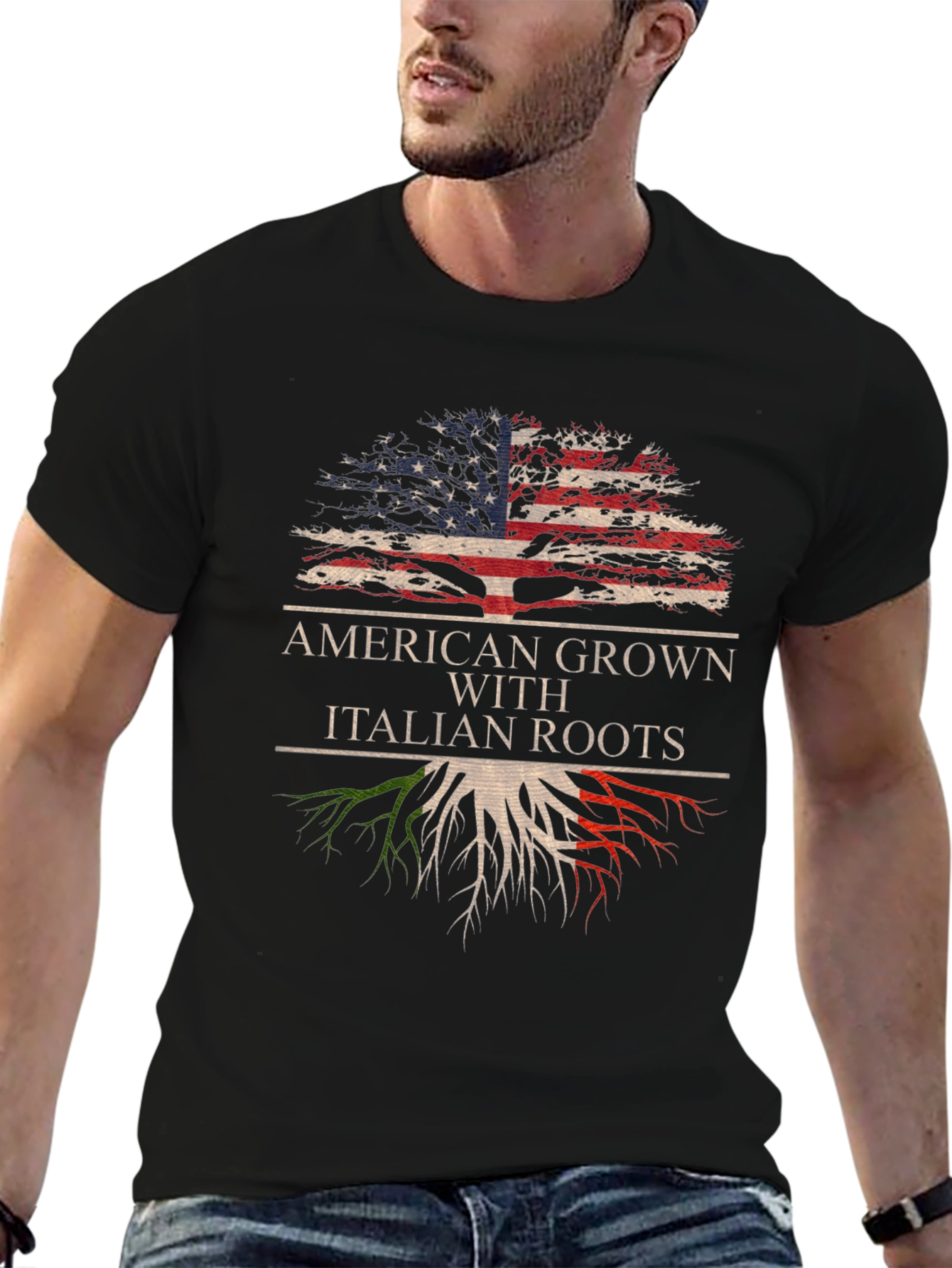 Black American Grown With Italian Roots T-Shirt view 6