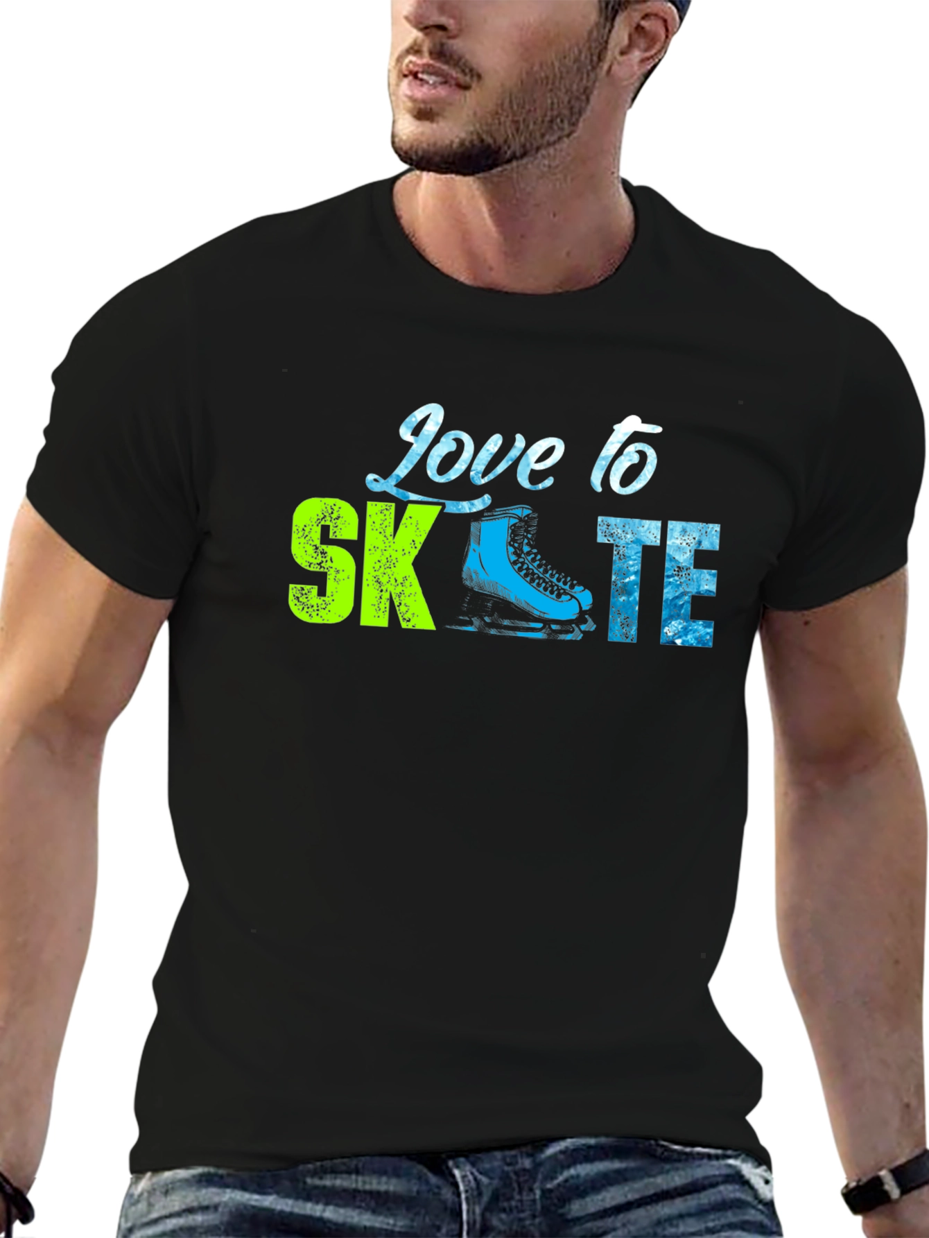 Black Love to Skate Graphic Tee - Black Cotton T-Shirt view 6