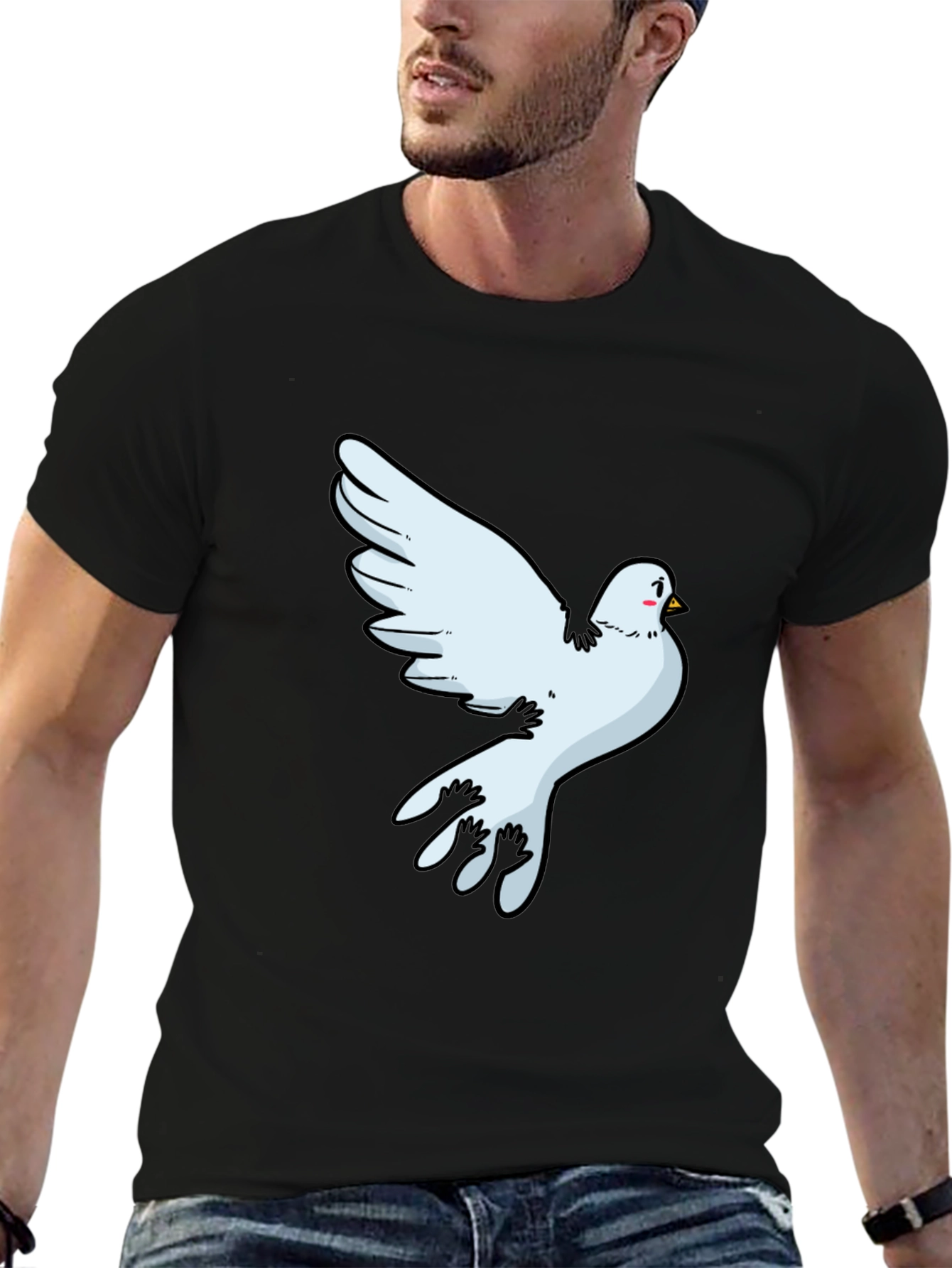 Black Dove Graphic Black T-Shirt - Soft Cotton Blend view 6