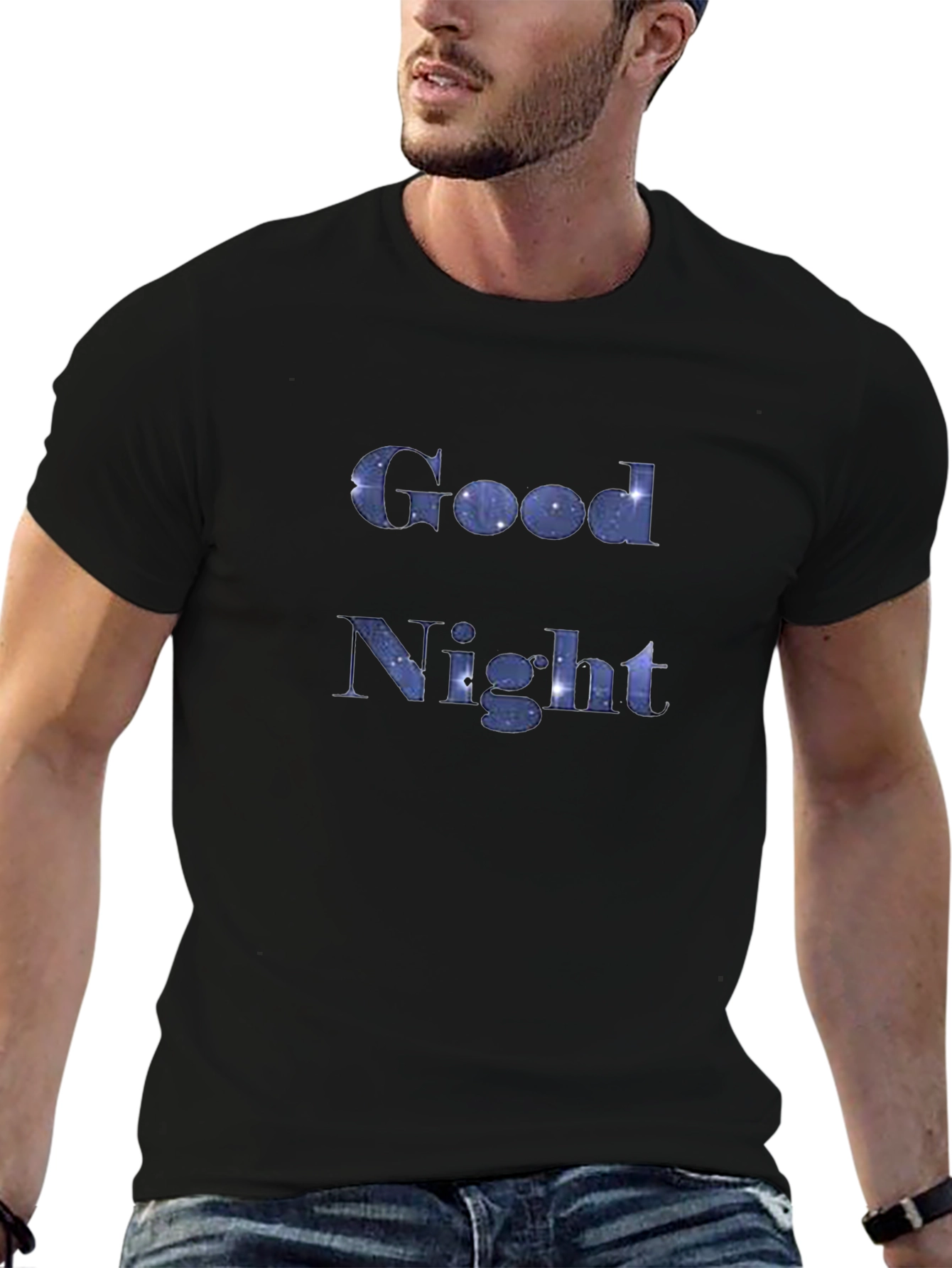 Black Good Night Space Galaxy Tee view 6