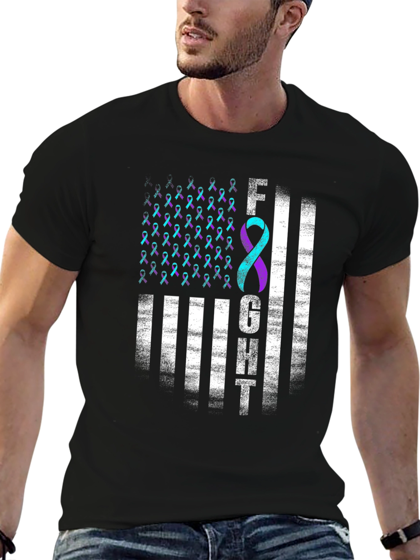 Black Semicolon Suicide Awareness T-Shirt - Fight Depression view 6