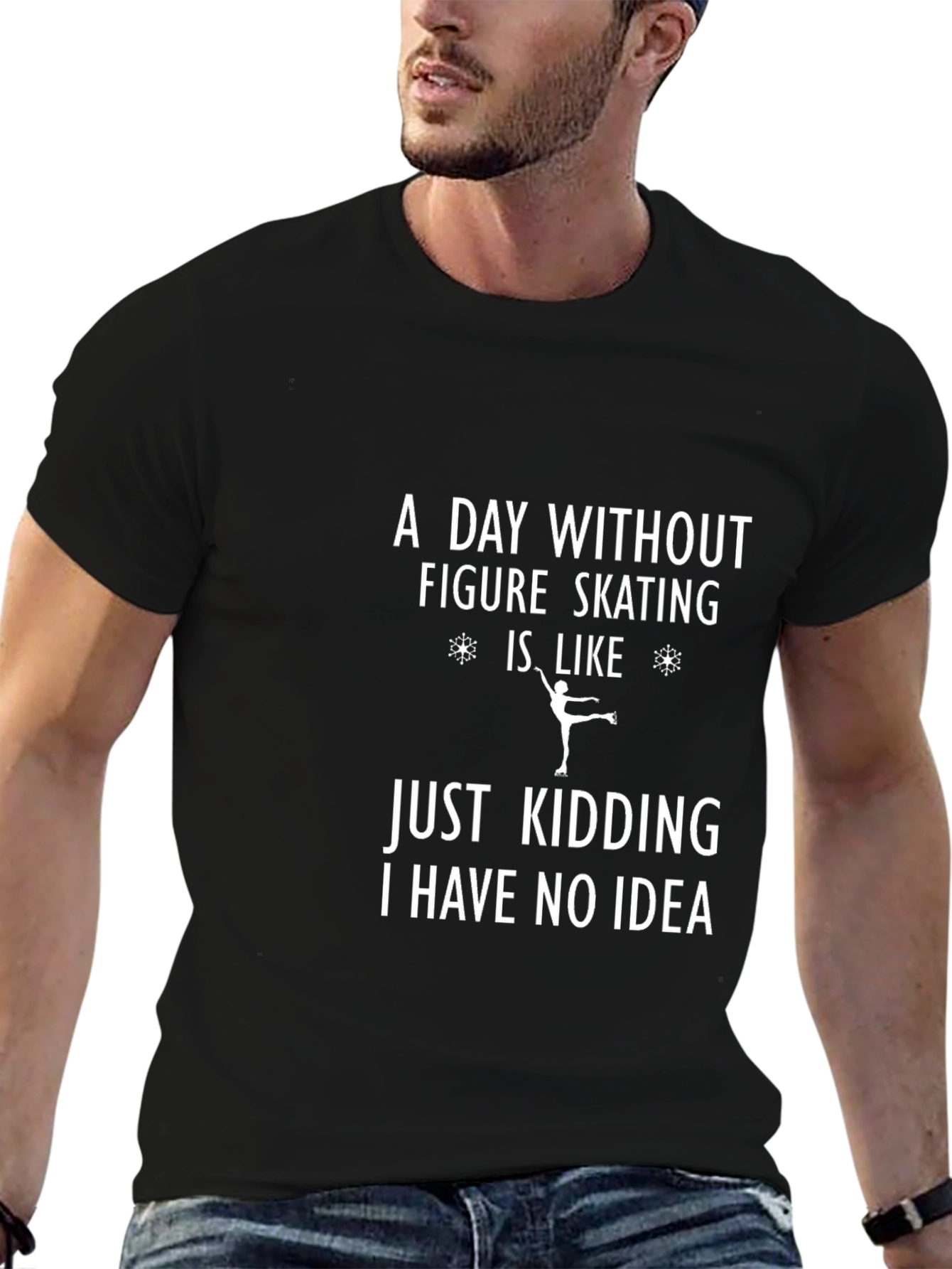 Black Funny Figure Skating T-Shirt - A Day Without Skating Tee view 6