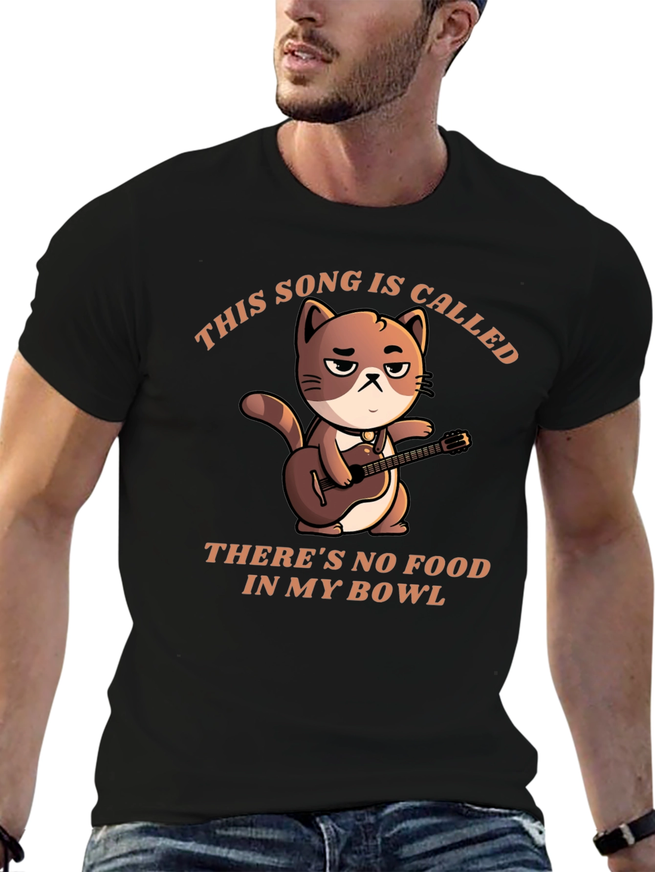 Black Cat Musician T-Shirt - No Food in My Bowl view 6