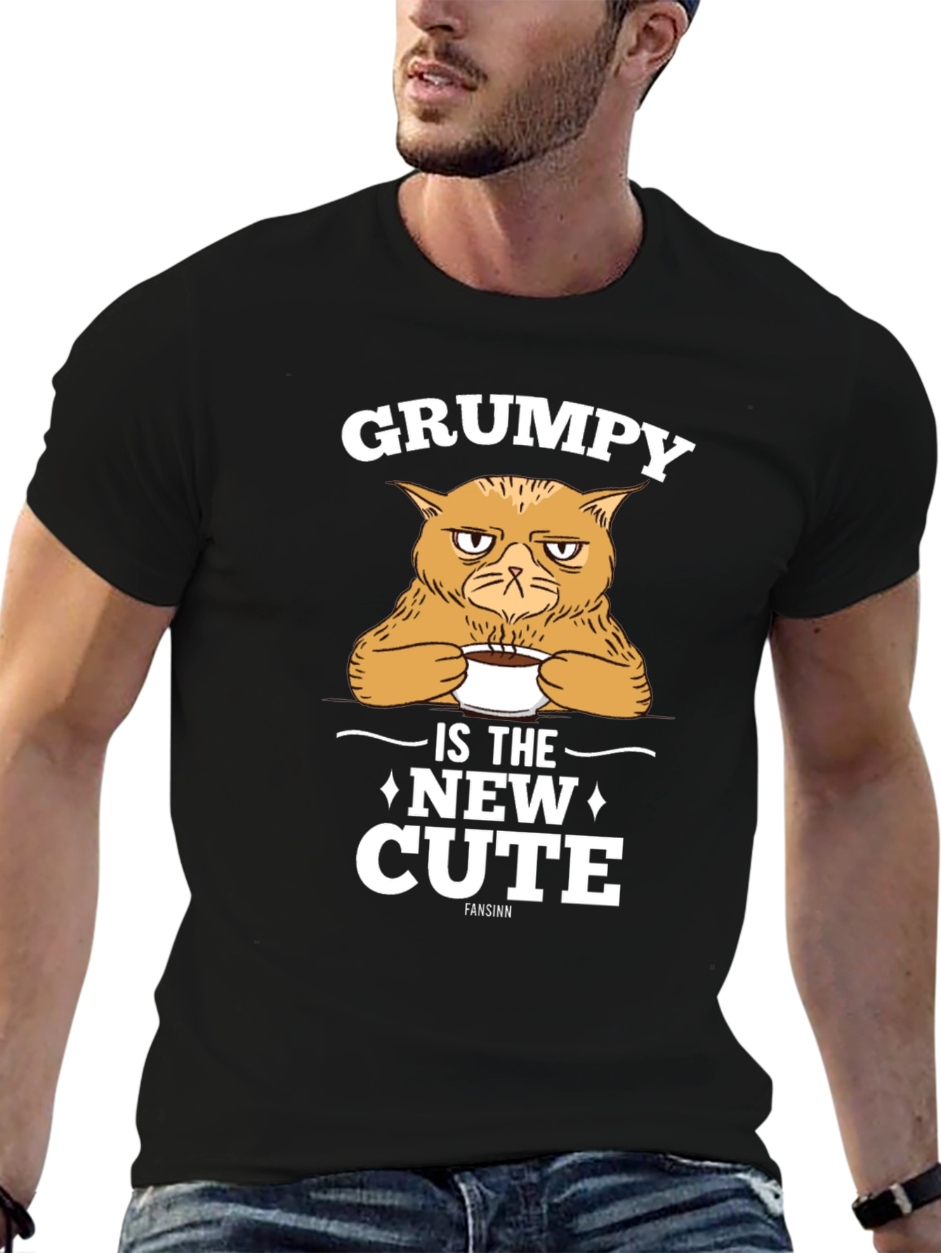 Black Grumpy Cat T-Shirt - New Cute Black Tee view 6