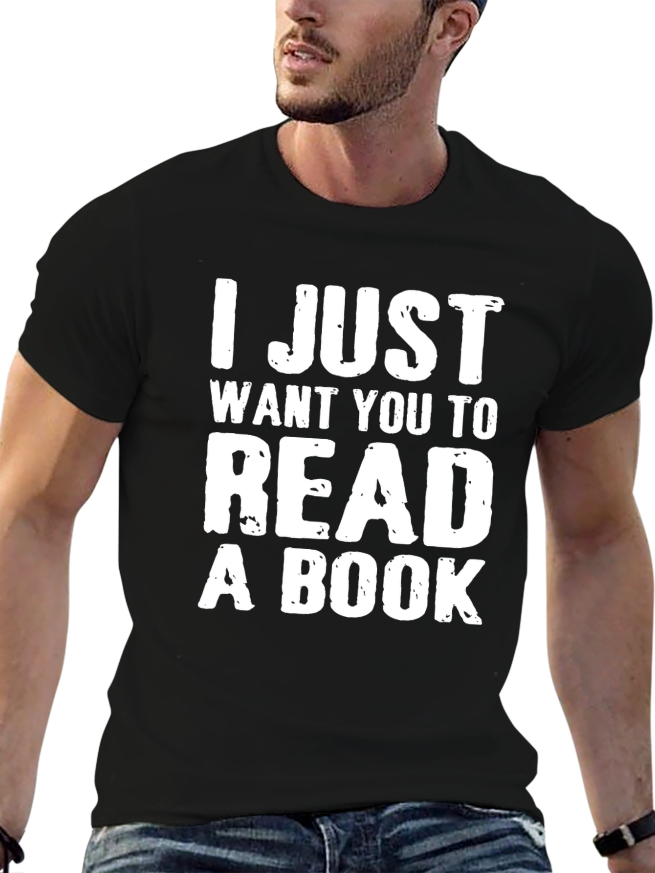 Black I Just Want You to Read a Book T-Shirt view 6