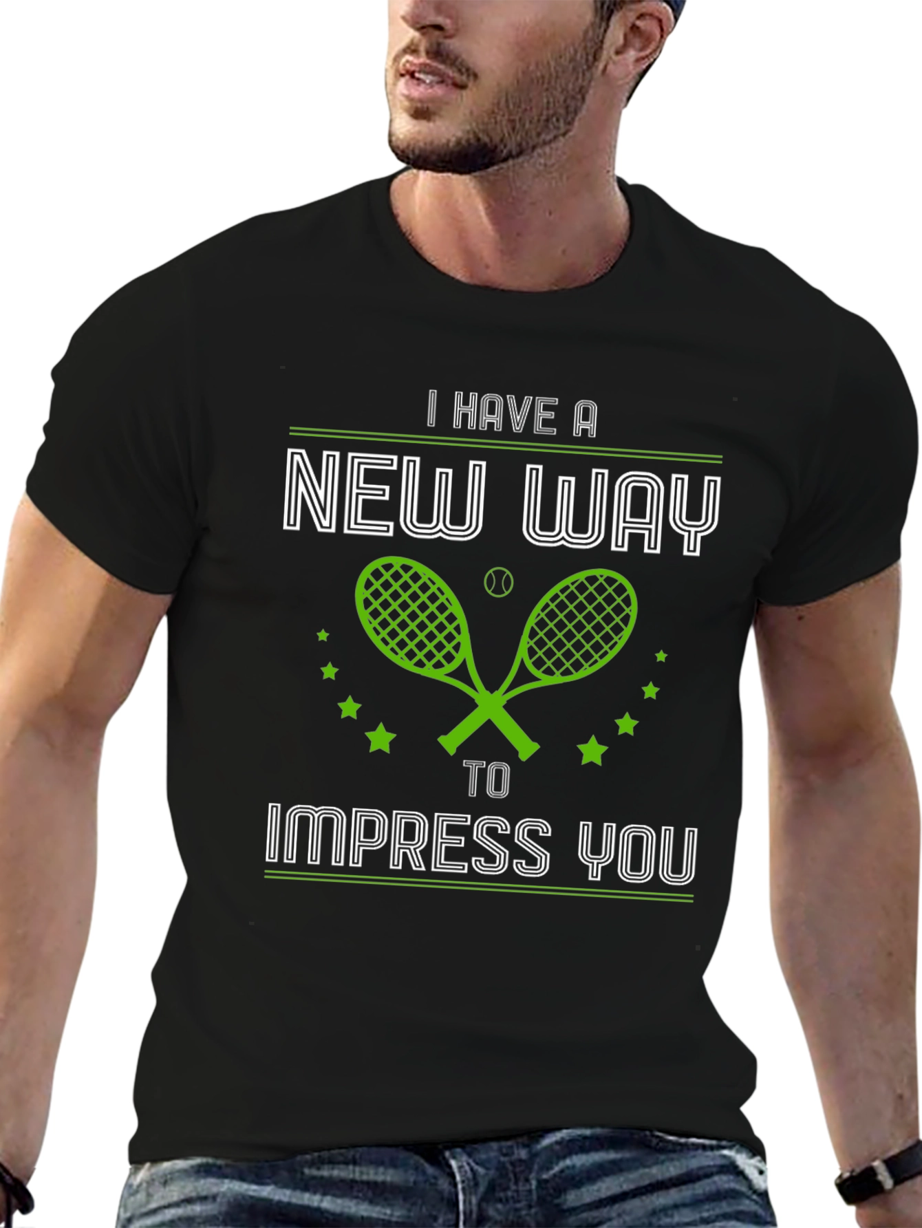 Black Tennis Lover Graphic Tee - New Way To Impress You Black T-Shirt view 6