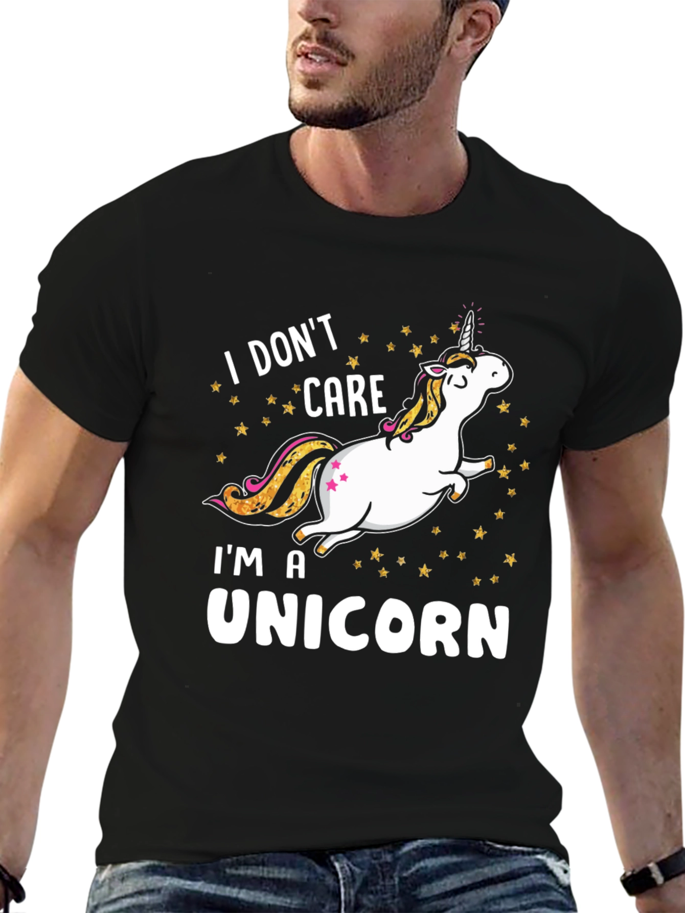 Black I Don't Care I'm A Unicorn T-Shirt view 6