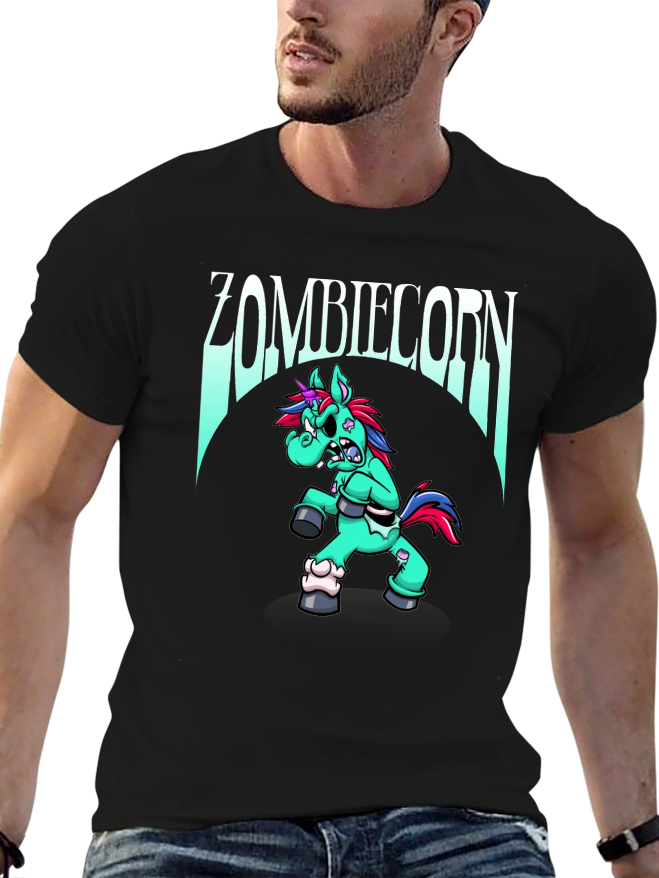 Black Zombiecorn T-Shirt: Unique Graphic Tee view 6