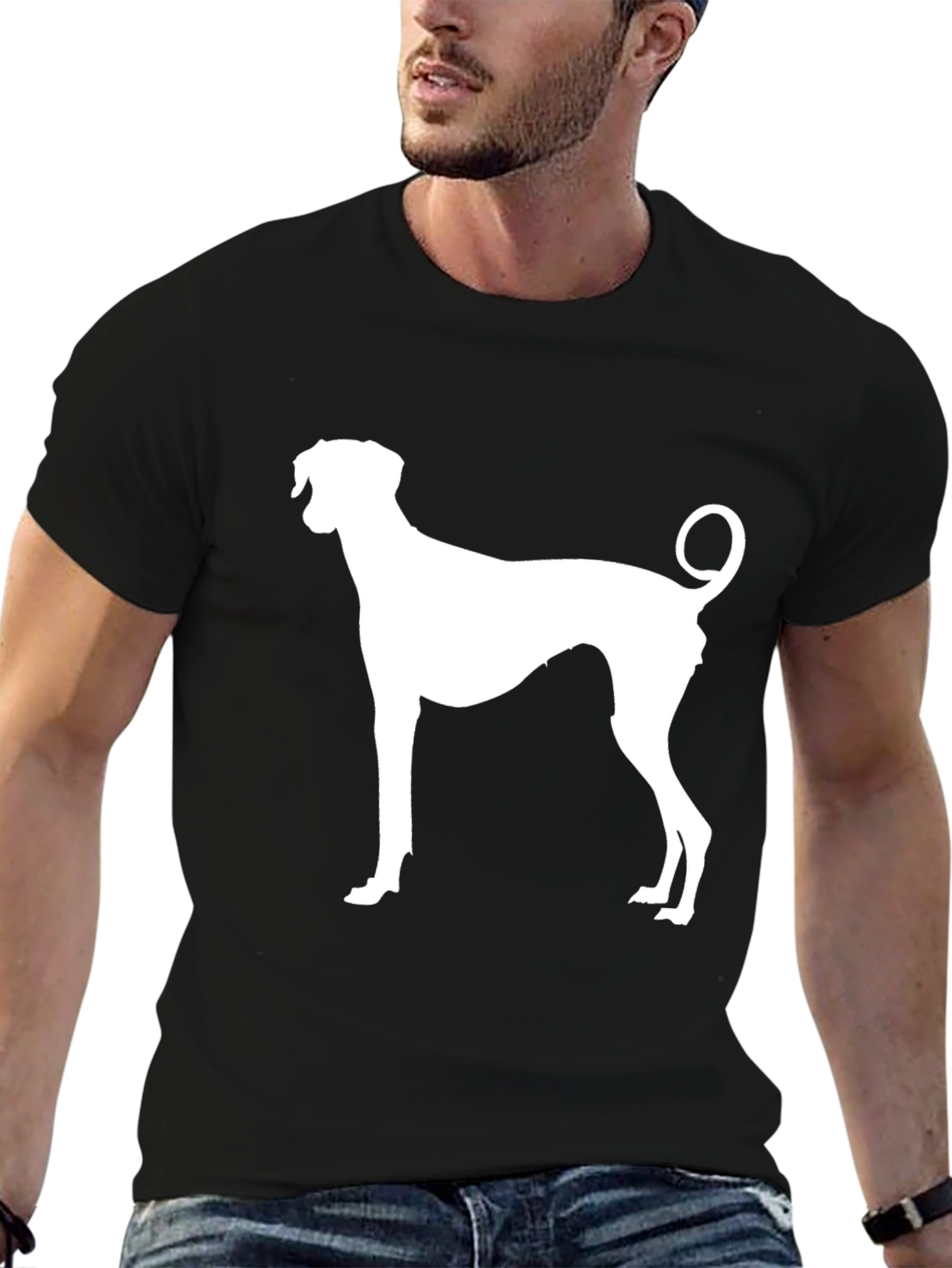 Black Dog Silhouette Black T-Shirt view 6