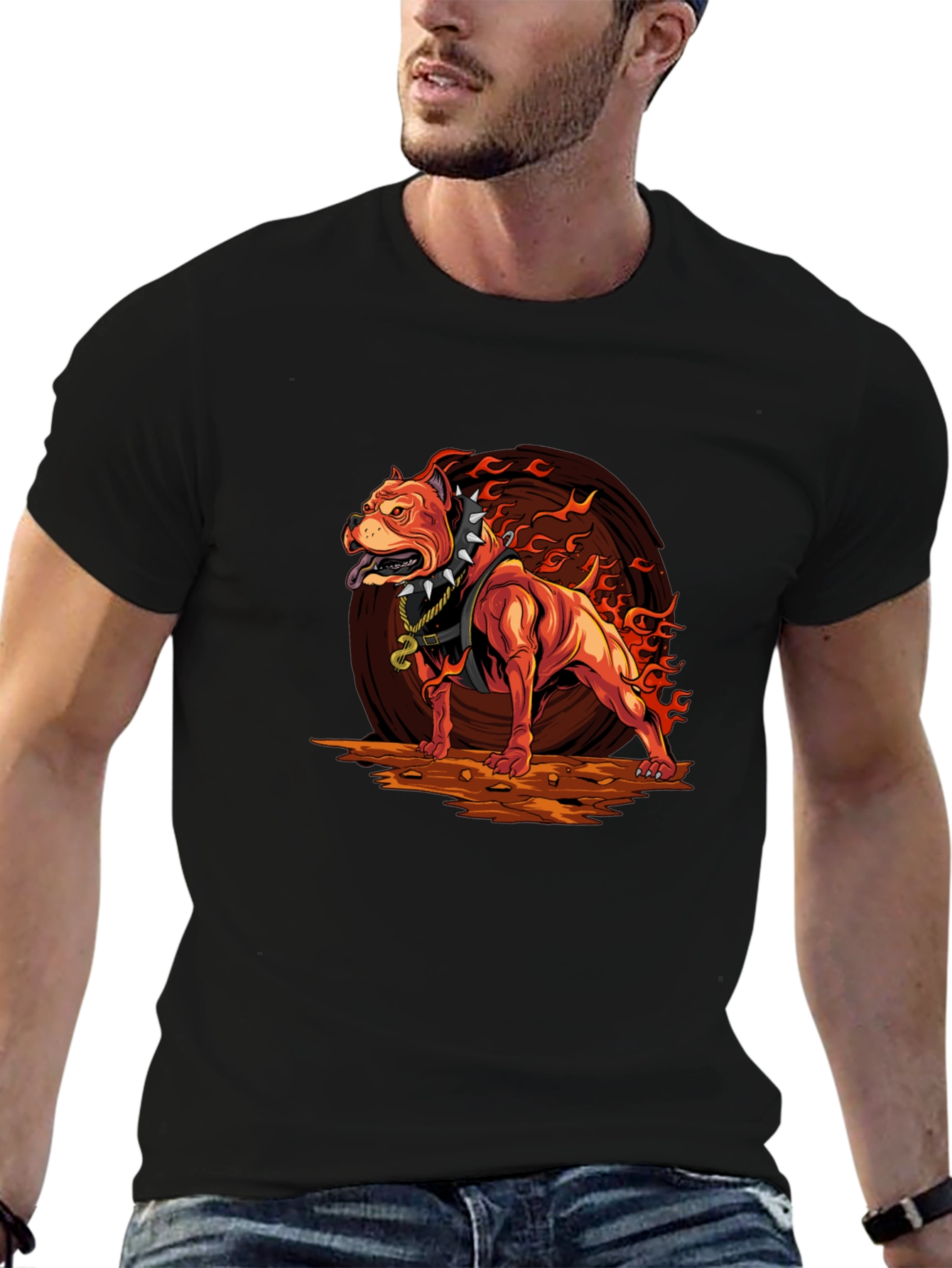 Fiery Pitbull Graphic Tee - Bold Streetwear - 6