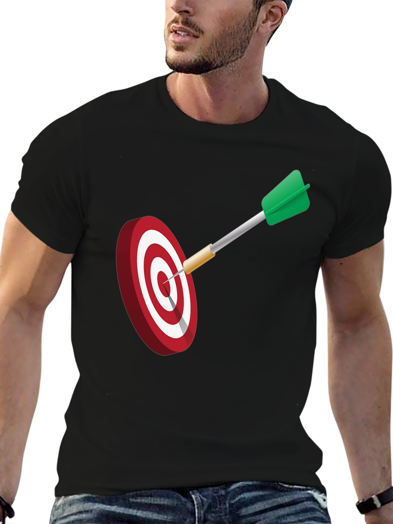 Black Dart Target Graphic Tee - Black Cotton Blend Shirt view 6