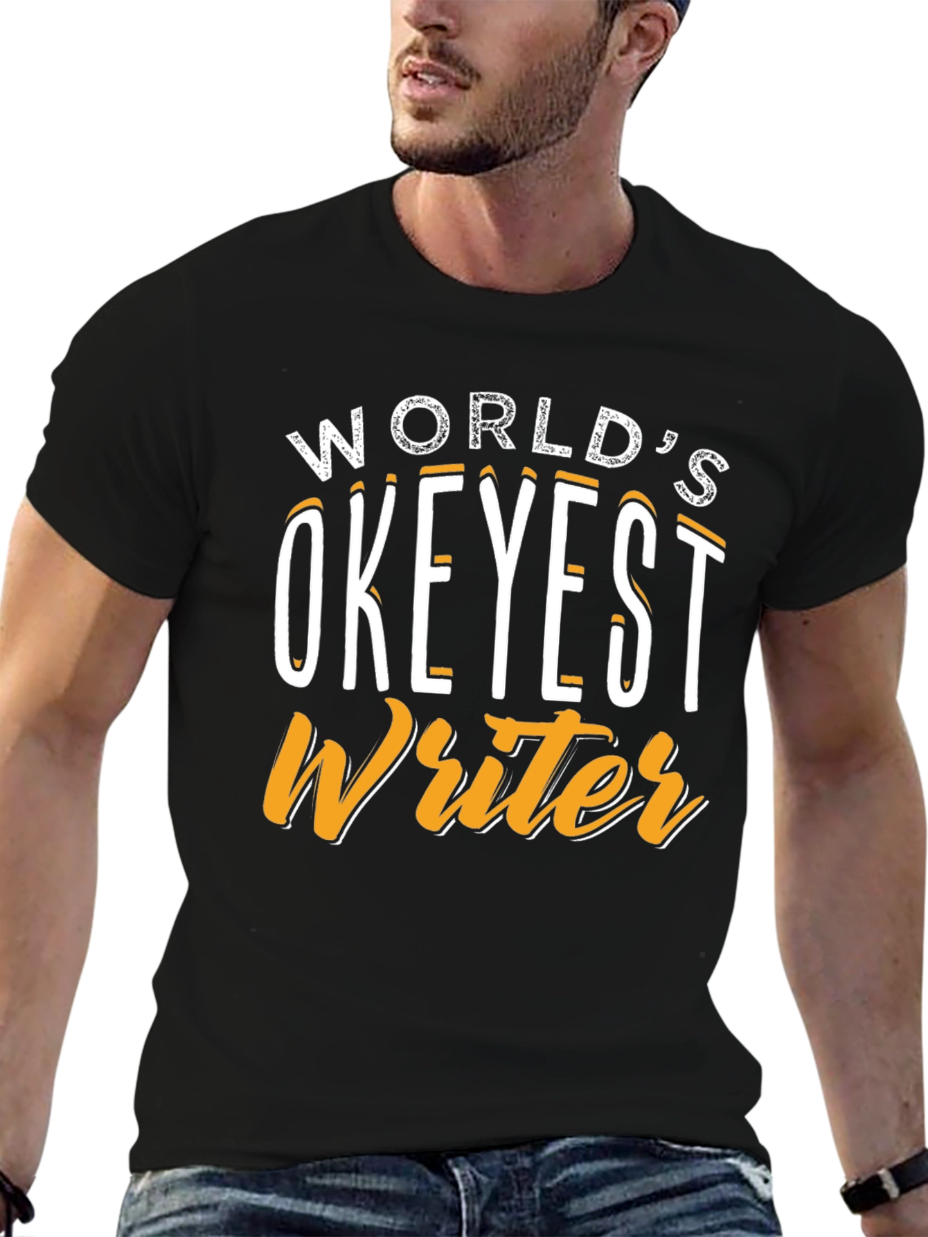Black World's Okeyest Writer Graphic T-Shirt view 6