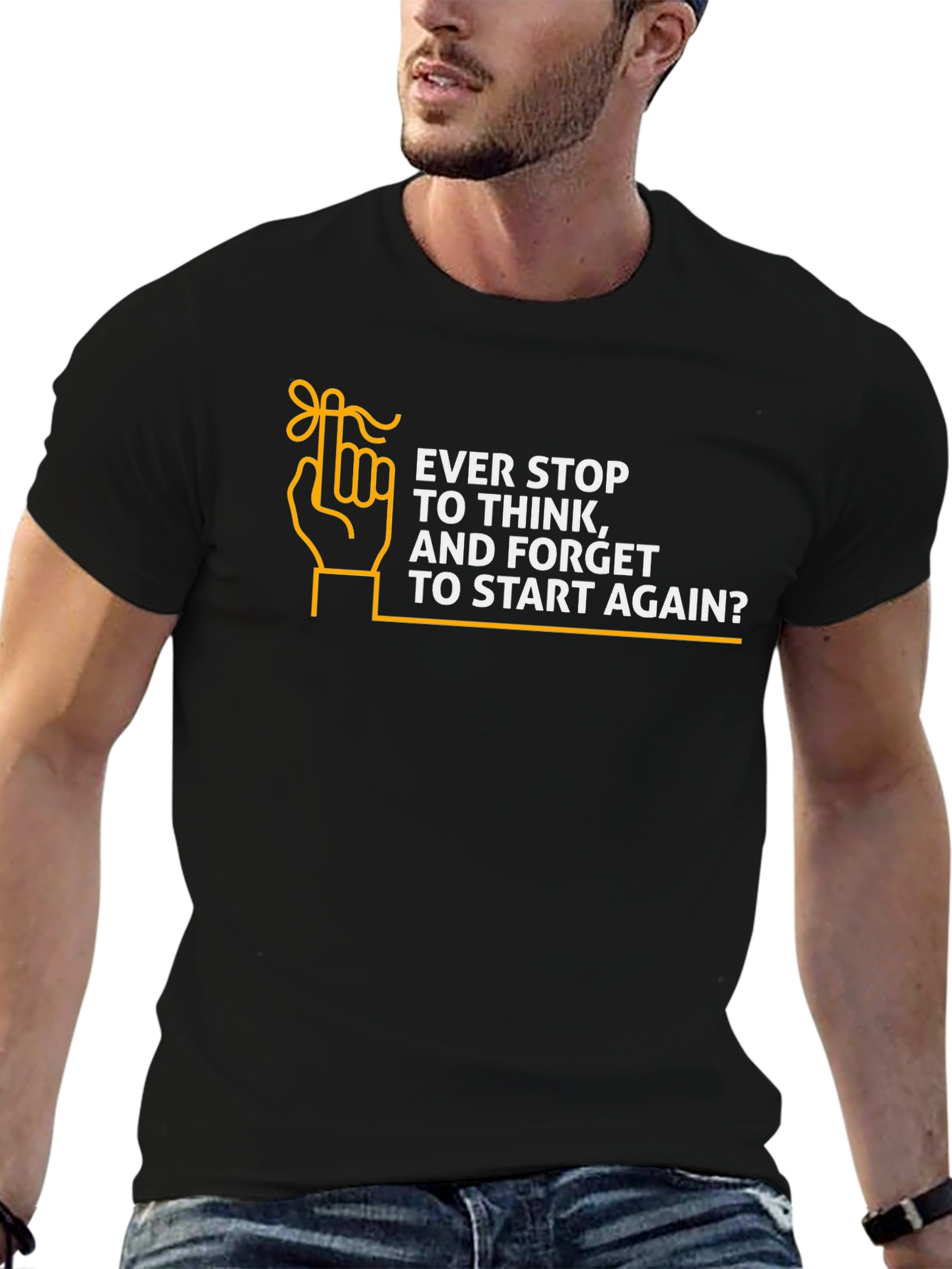 Black Ever Stop to Think Funny T-Shirt view 6