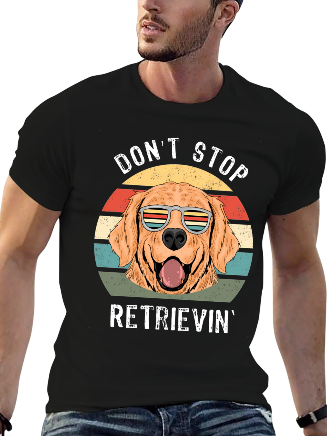 Black Don't Stop Retrieving Golden Retriever T-Shirt view 6