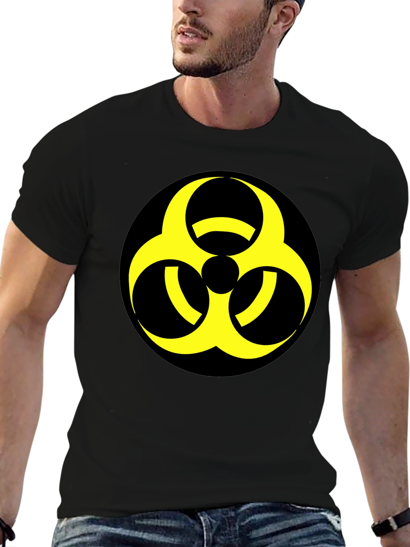 Black Biohazard Symbol Graphic Tee - Bold & Unique view 6