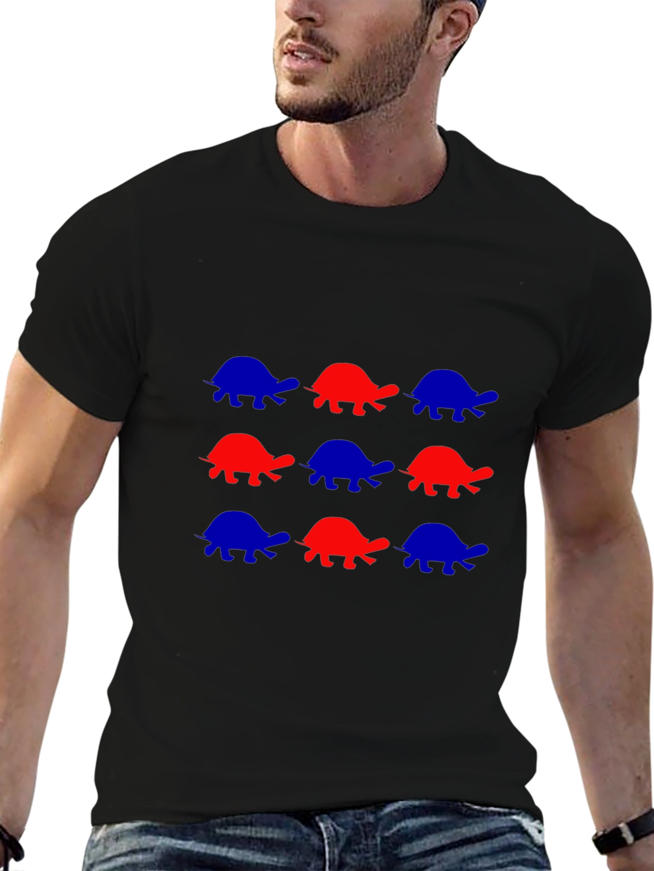 Black Turtle Pattern T-Shirt - Fun and Stylish view 6