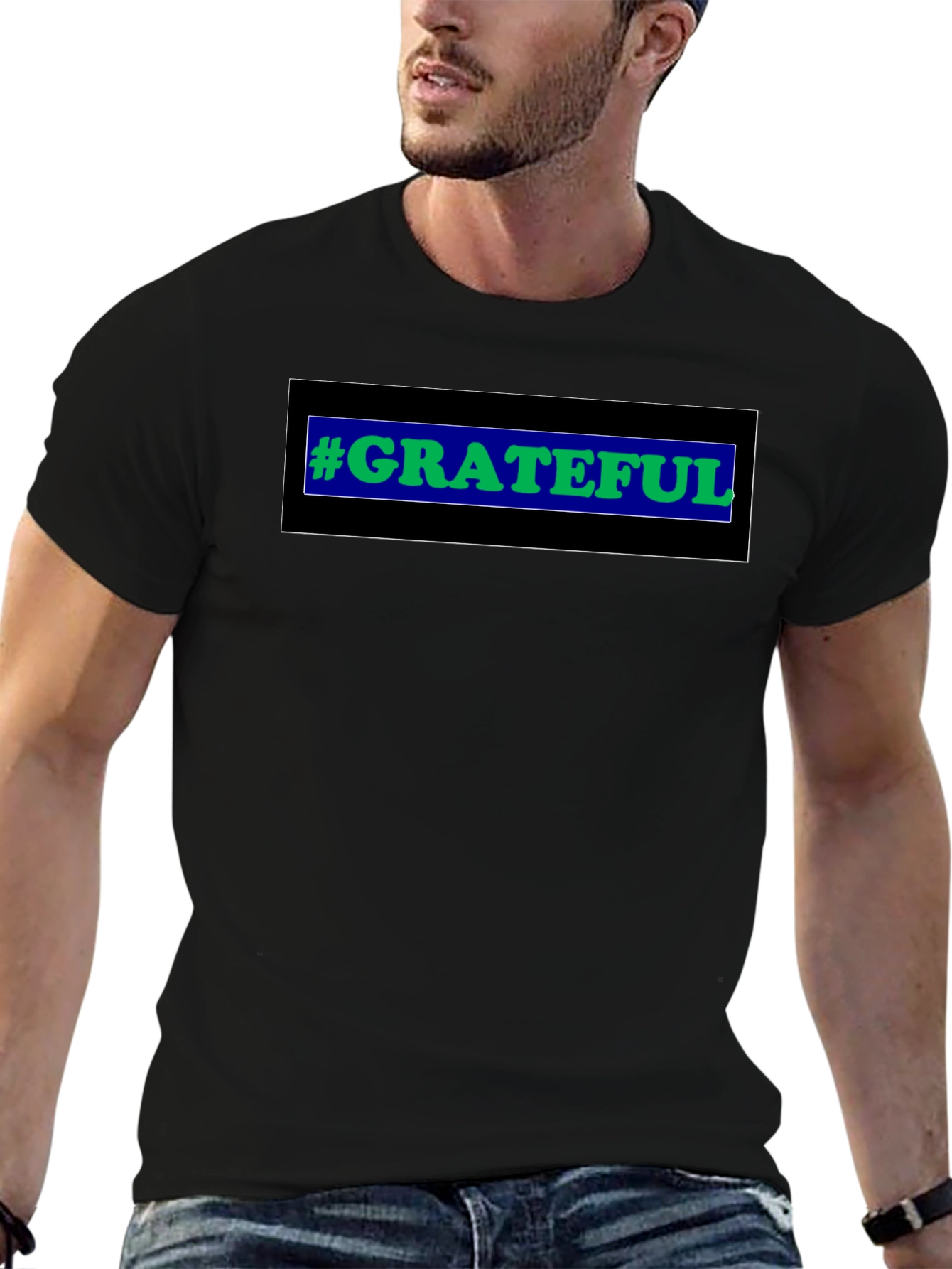 Black Grateful Black T-Shirt - Positive Vibes view 6