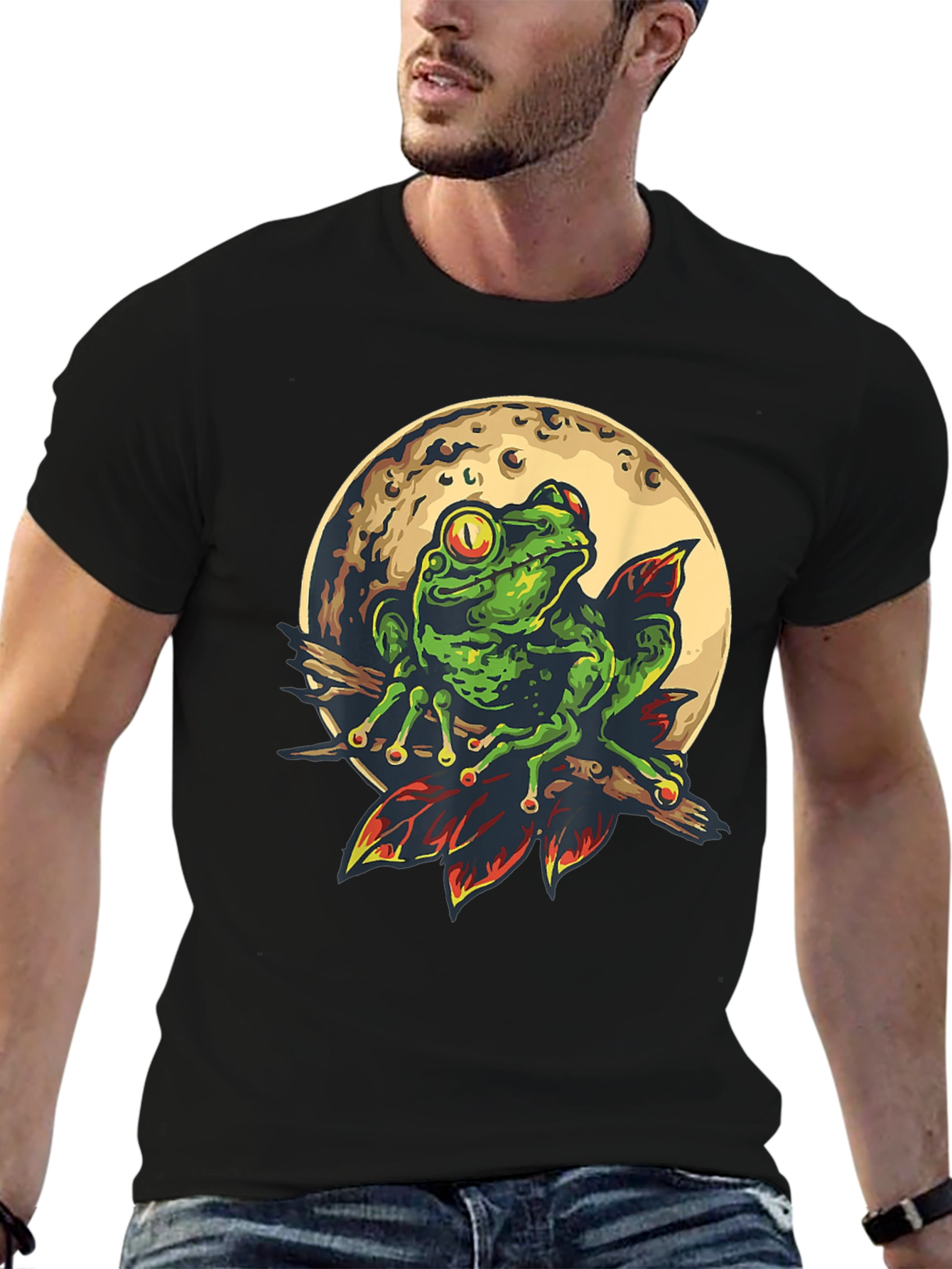 Black Frog on the Moon T-Shirt view 6