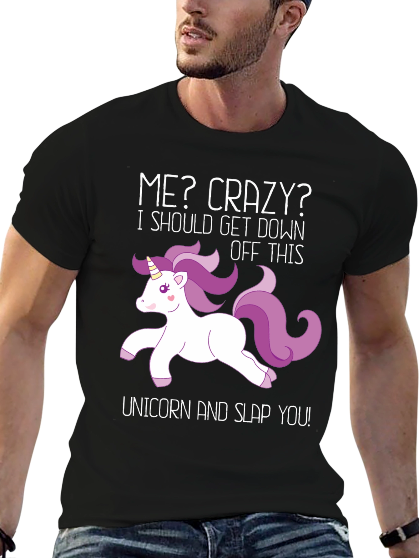 Black Me? Crazy Unicorn Graphic T-Shirt - Funny Novelty Tee view 6
