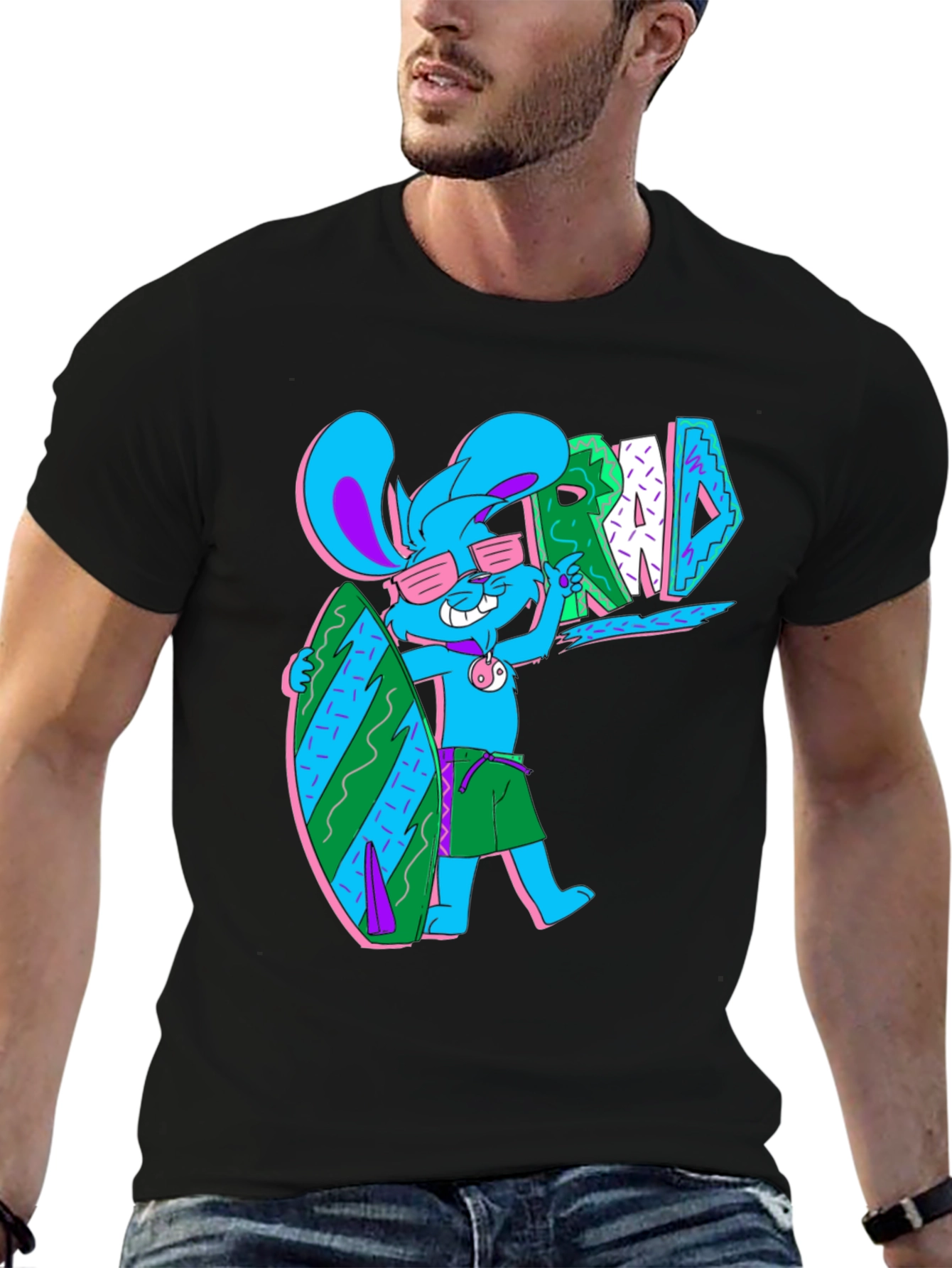 Black Surf Bunny T-Shirt - Rad Summer Vibes view 6