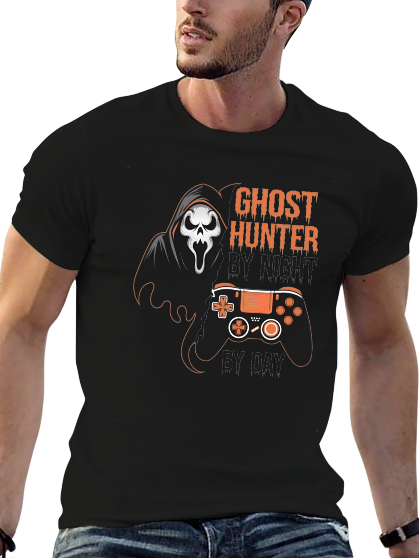 Black Ghost Hunter Gaming T-Shirt view 6