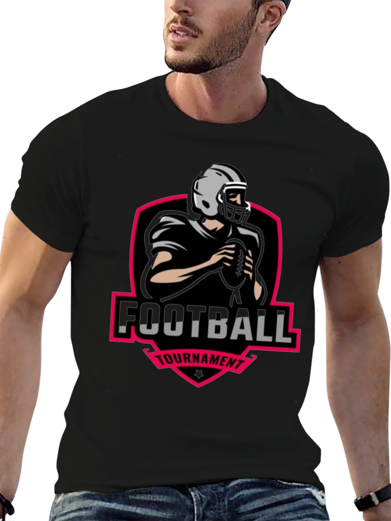 Black Football Tournament Graphic Tee view 6