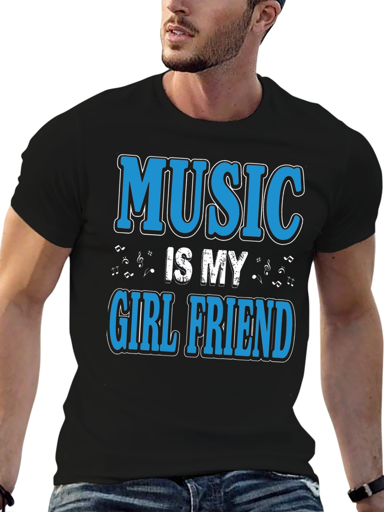 Music is My Girlfriend Black T-Shirt - 6