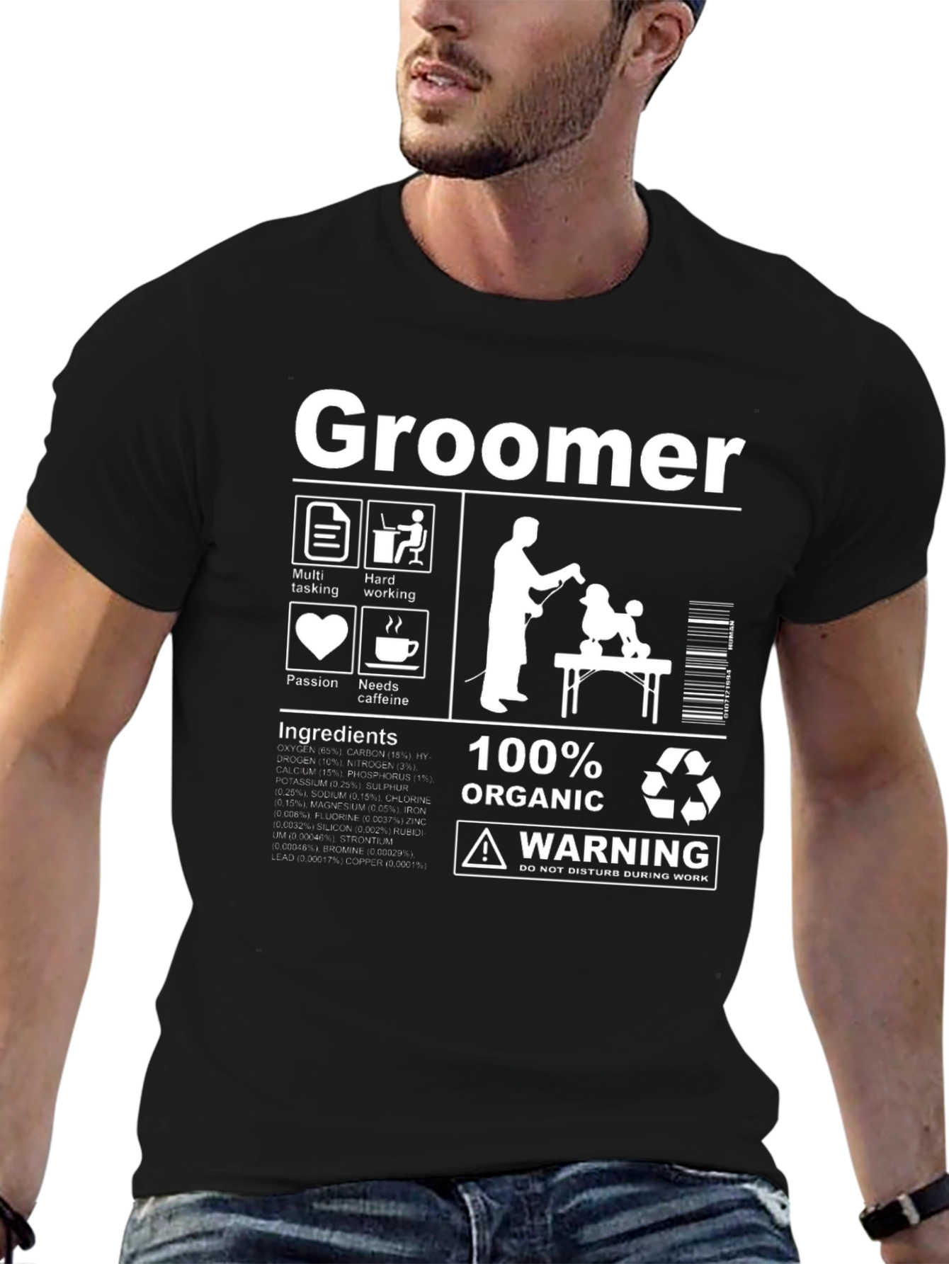Black Funny Groomer T-Shirt view 6