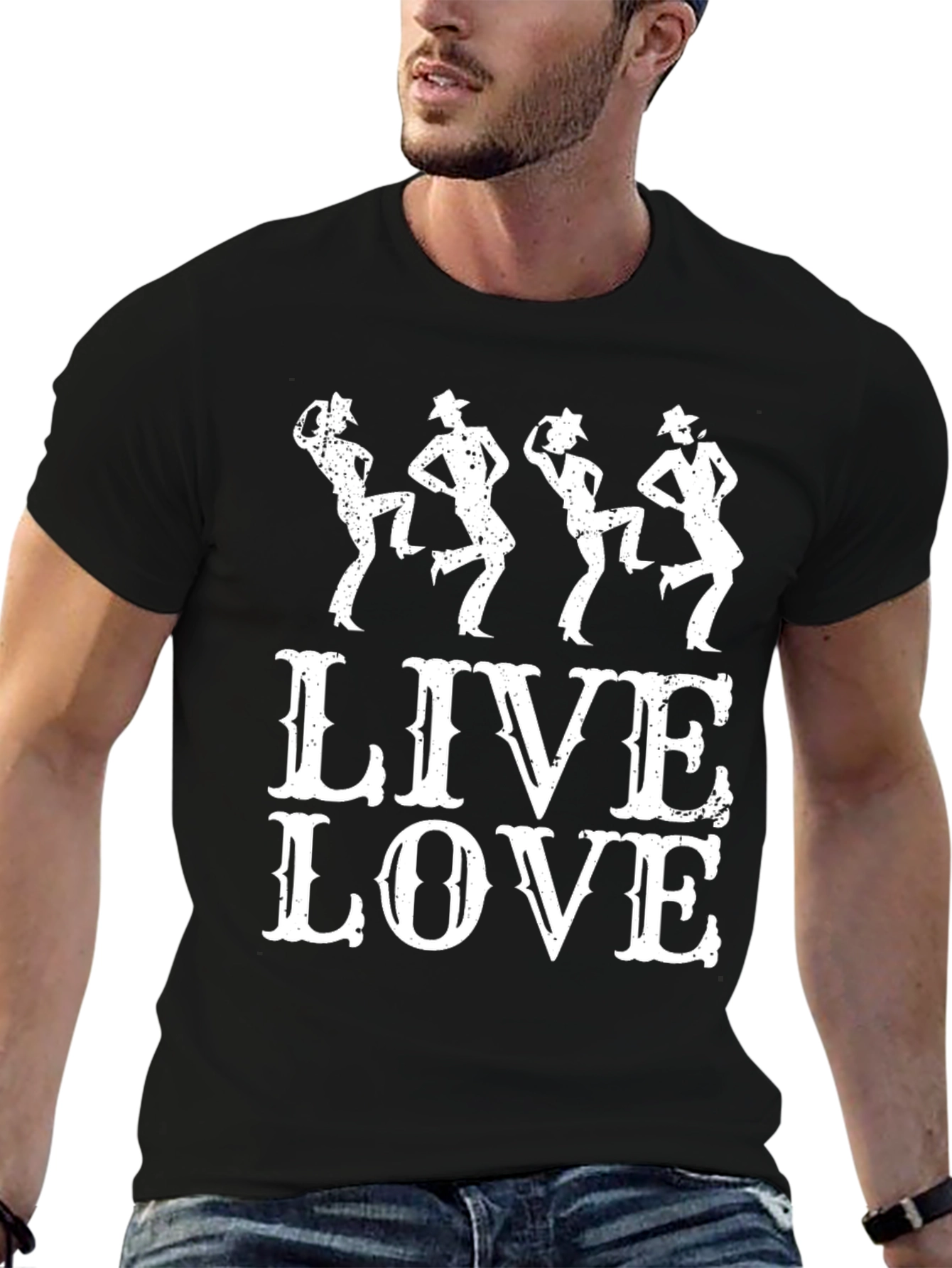 Black Live Love Line Dance T-Shirt - Cotton Blend, Short Sleeve view 6