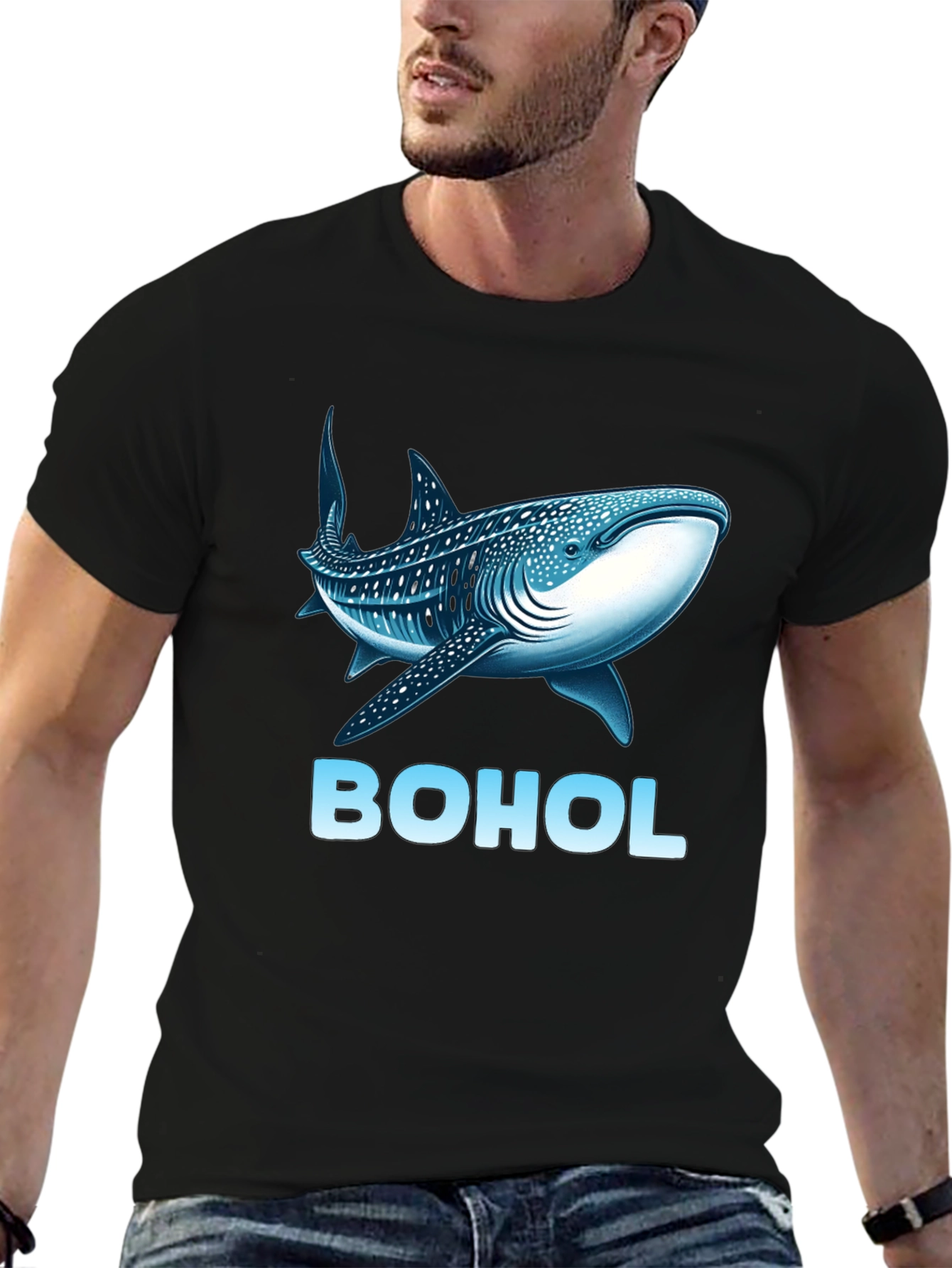 Black Bohol Whale Shark Men's Graphic Tee view 6