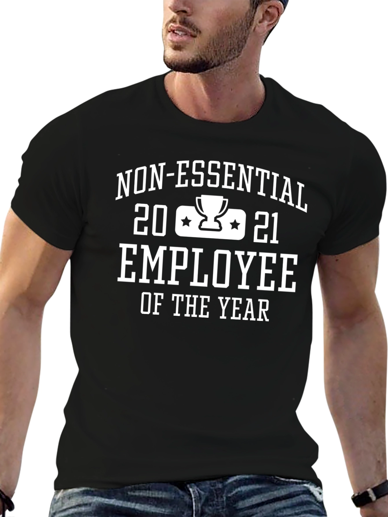 Black Non-Essential Employee of the Year 2021 T-Shirt view 6