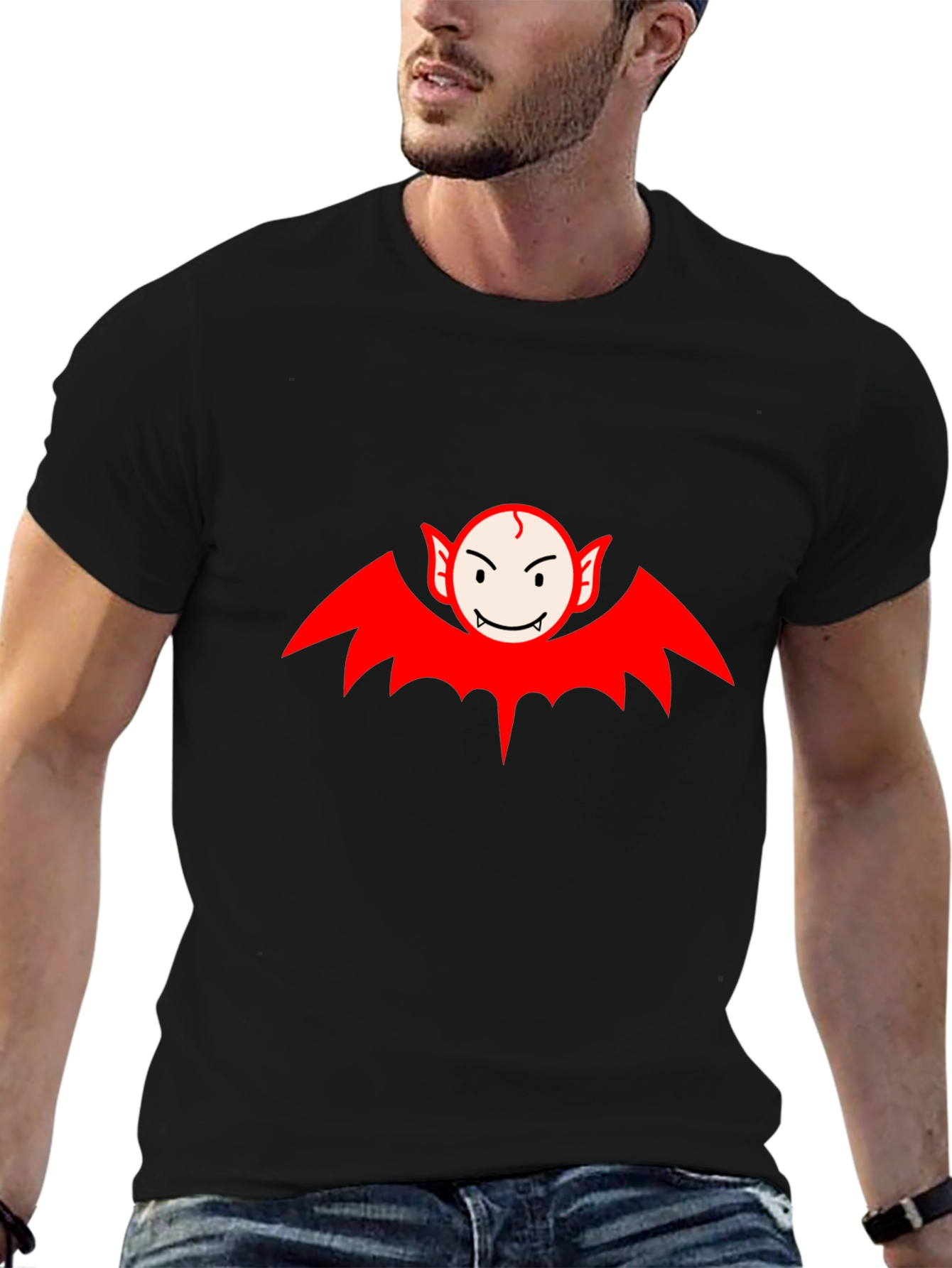 Black Cartoon Vampire T-Shirt - Spooky Fun view 6