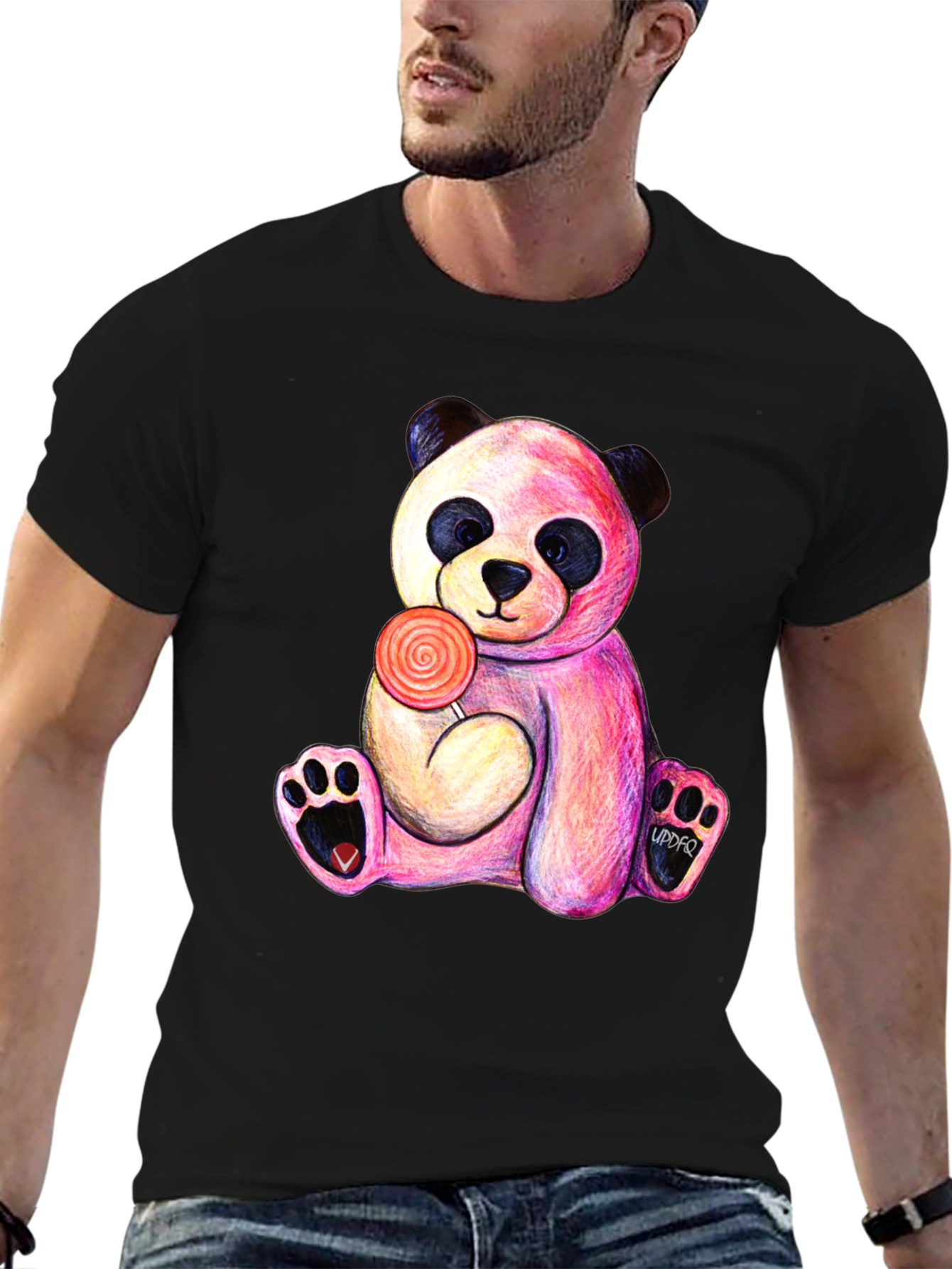 Black Panda Lollipop T-Shirt - Unique Graphic Tee view 6