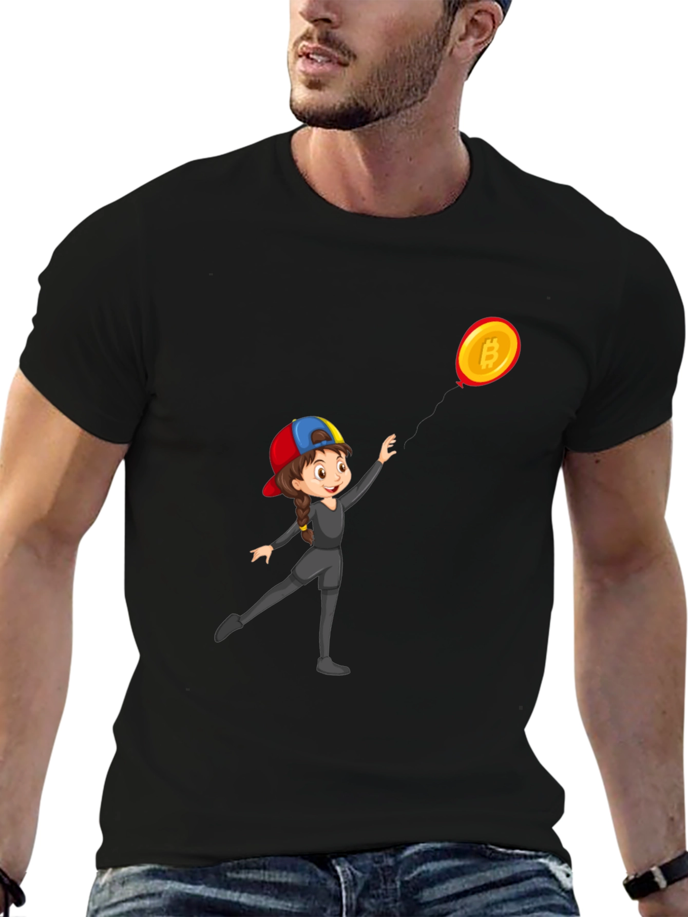 Black Bitcoin Girl Black T-Shirt: Crypto Fashion view 6