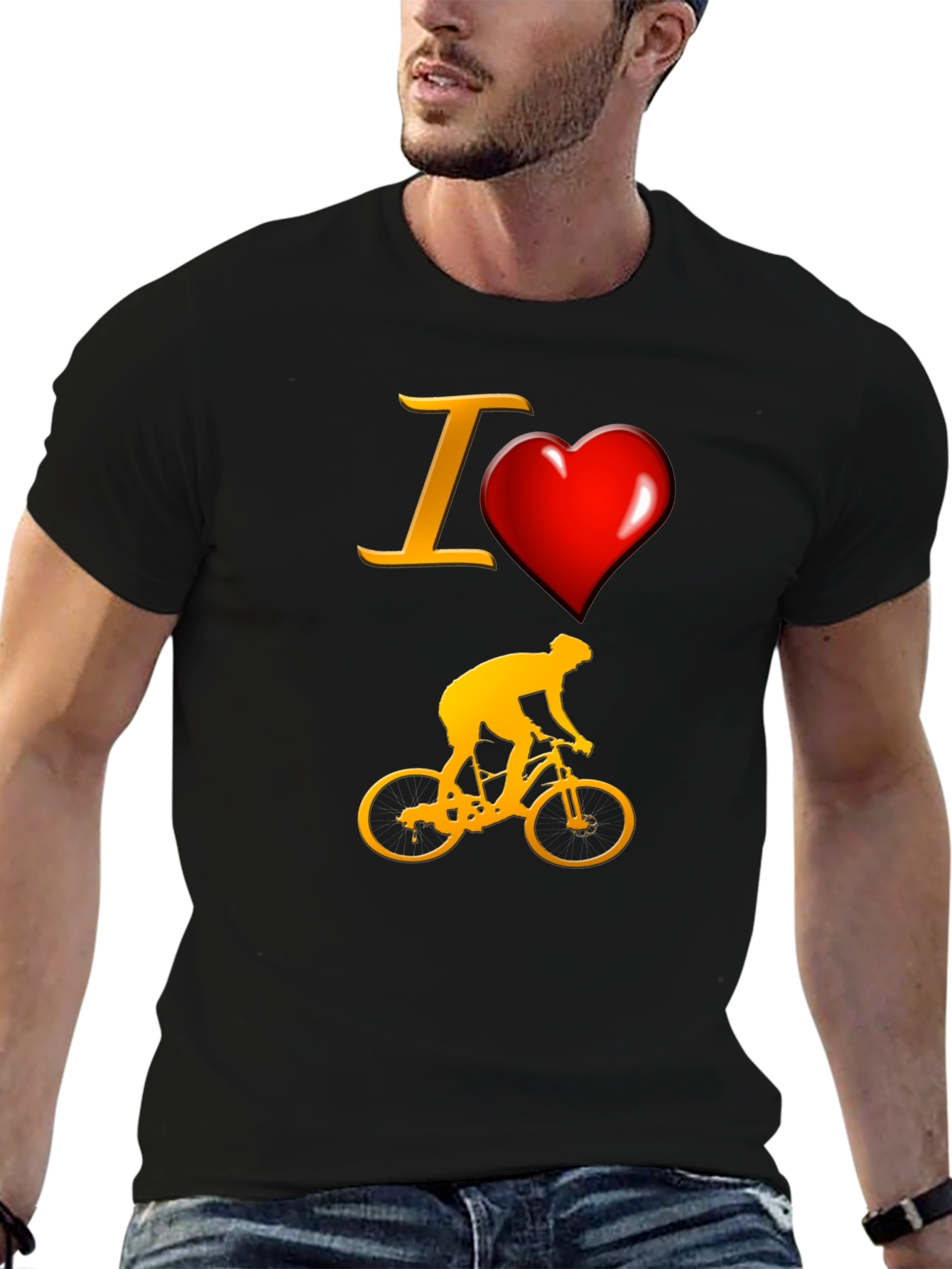 Black I Love Biking T-Shirt - Sporty Cyclist Tee view 6